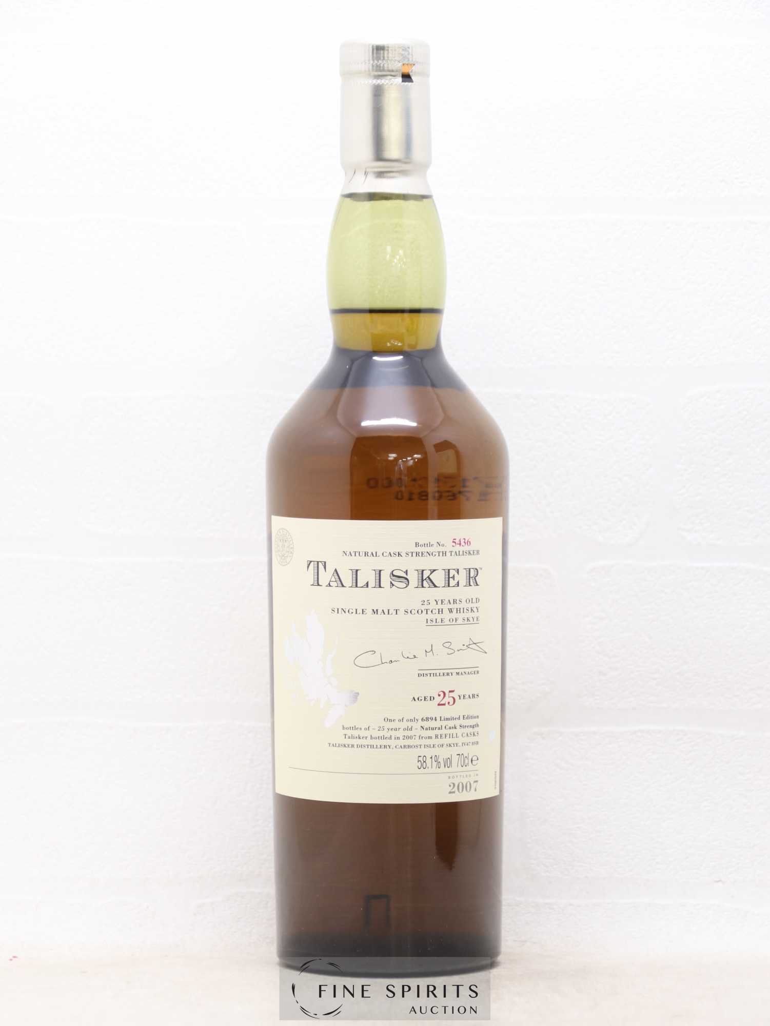 Talisker 25 years Of. Natural Cask Strengh Refill Casks - One of 6894 - bottled 2007 Limited Edition - Lot de 1 bouteille - 1