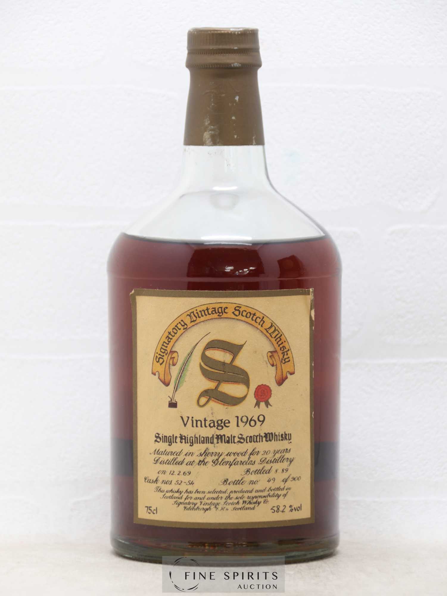 Glenfarclas 20 years 1969 Signatory Vintage Sherry Wood Casks n°52-54 - One of 900 - bottled 1989 SNPA Import - Posten von 1 Flasche - 1