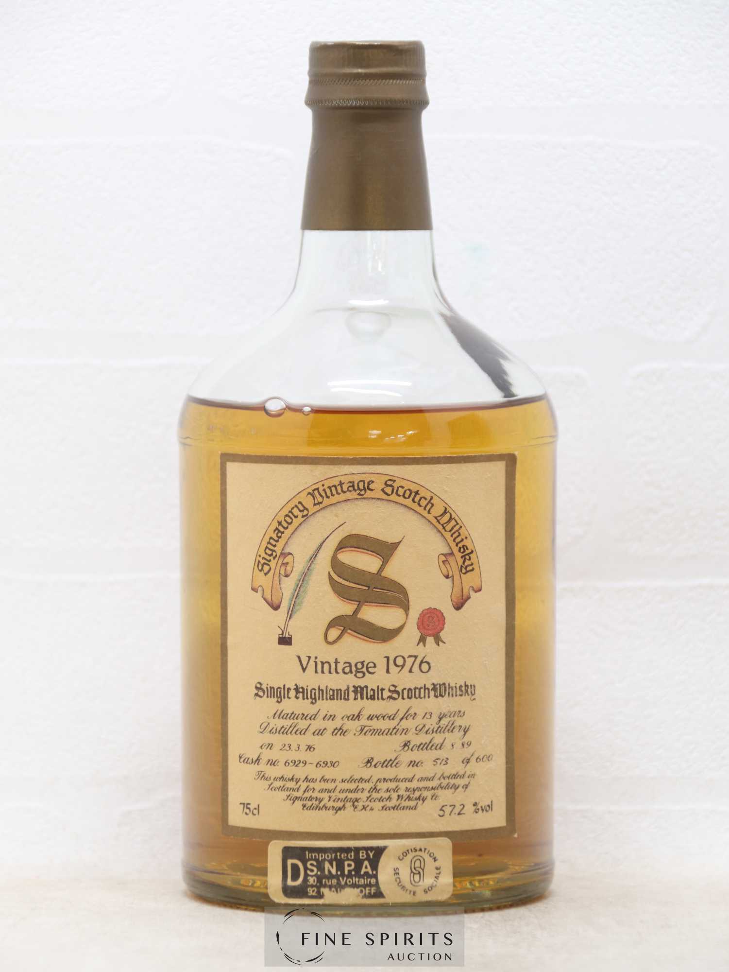 Tomatin 13 years 1976 Signatory Vintage Casks n°6929-6930 - One of 600 - bottled 1989 SNPA Import - Lot de 1 bouteille - 1