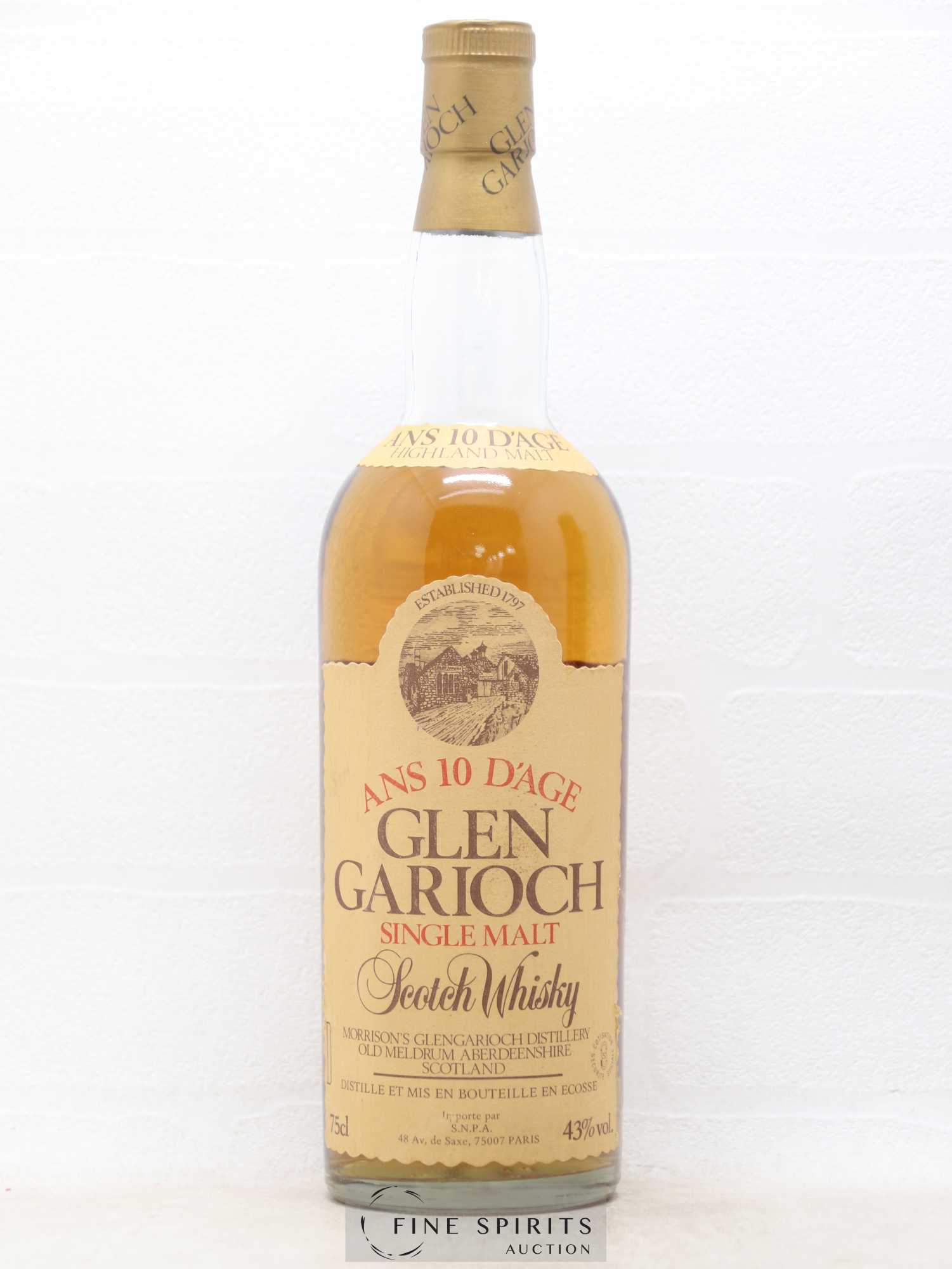 Glen Garioch 10 years Of. Morrison's Glen Garioch Distillery SNPA Import Highland Malt Parchment Label - Lot de 1 bouteille - 1