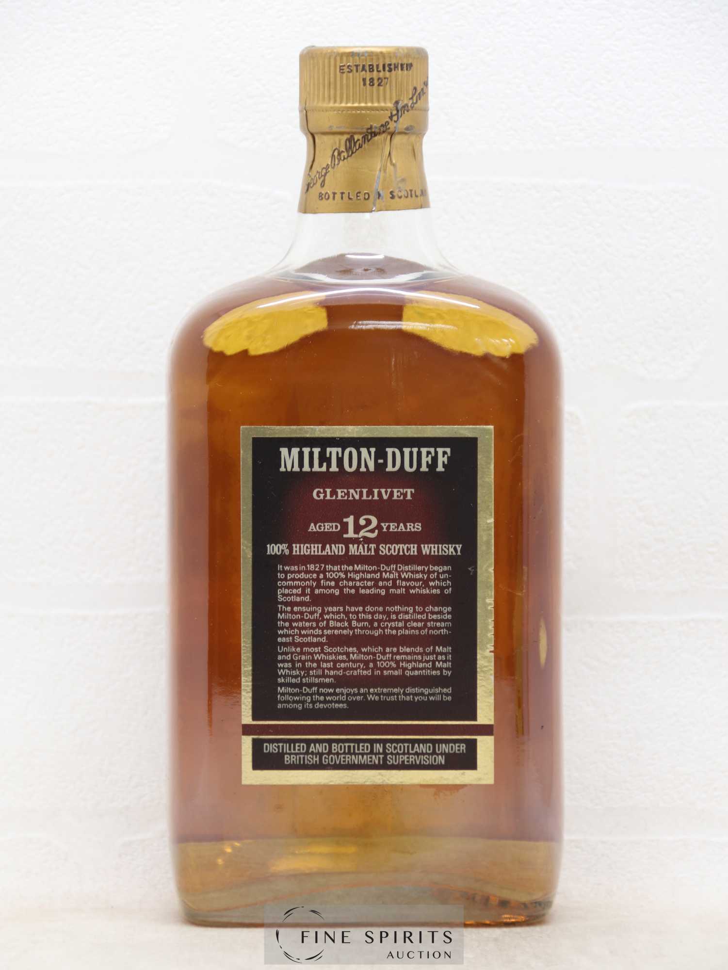 Miltonduff 12 years Of. 75° Proof George Ballantine & Son Ltd Glenlivet 100% Highland Malt Barton & Guestier Import - Lot de 1 bouteille - 1