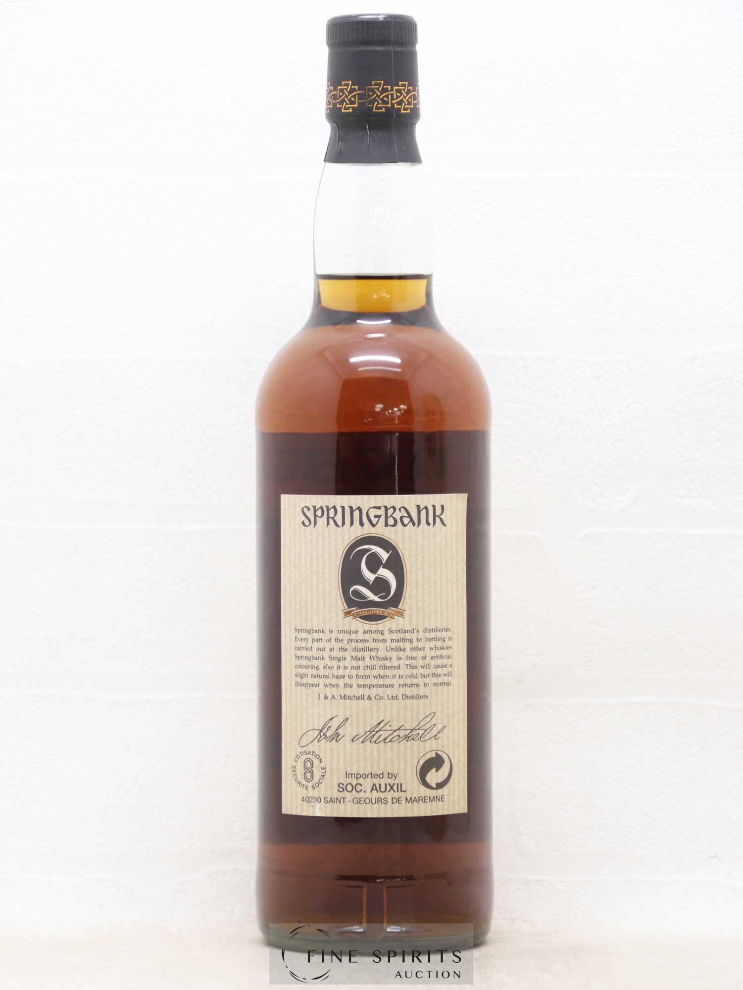 Springbank 21 years Of. Parchment Label SOC. AUXIL import - Lot de 1 bouteille - 2