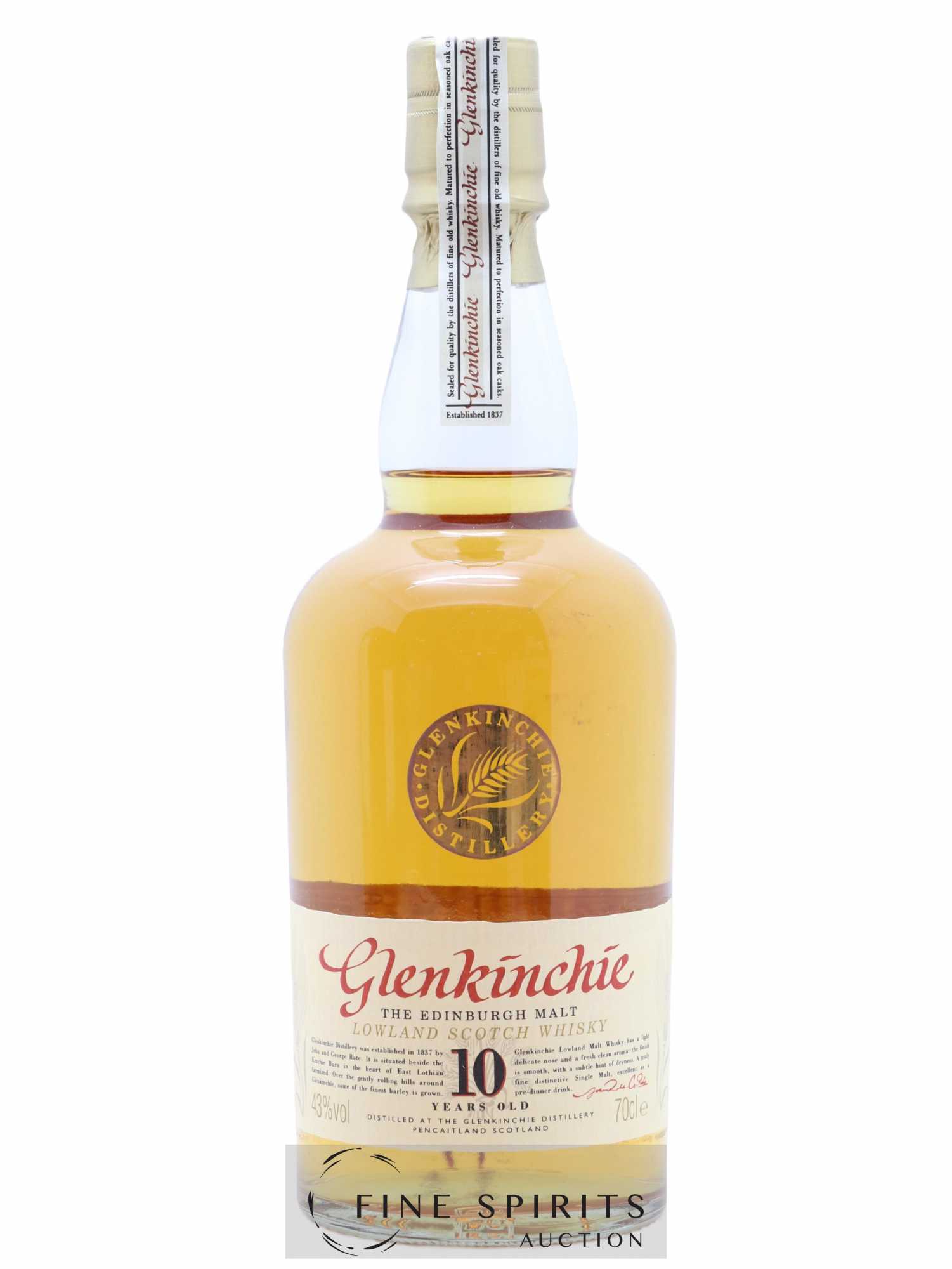 Glenkinchie 10 years Of. Pre Classic Malt, Golden 10 - Lot de 1 bouteille - 1