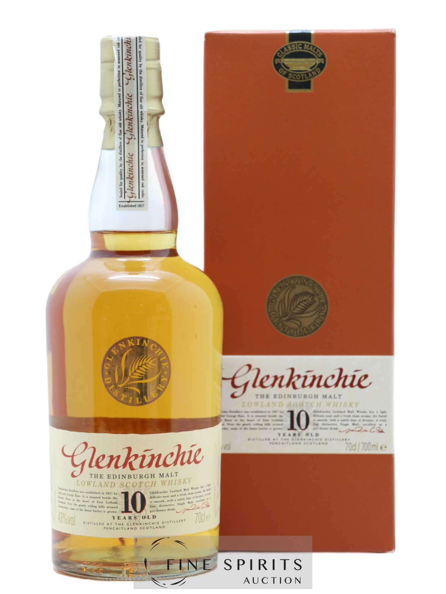 Glenkinchie 10 years Of. Pre Classic Malt, Golden 10 - Lot de 1 bouteille - 0
