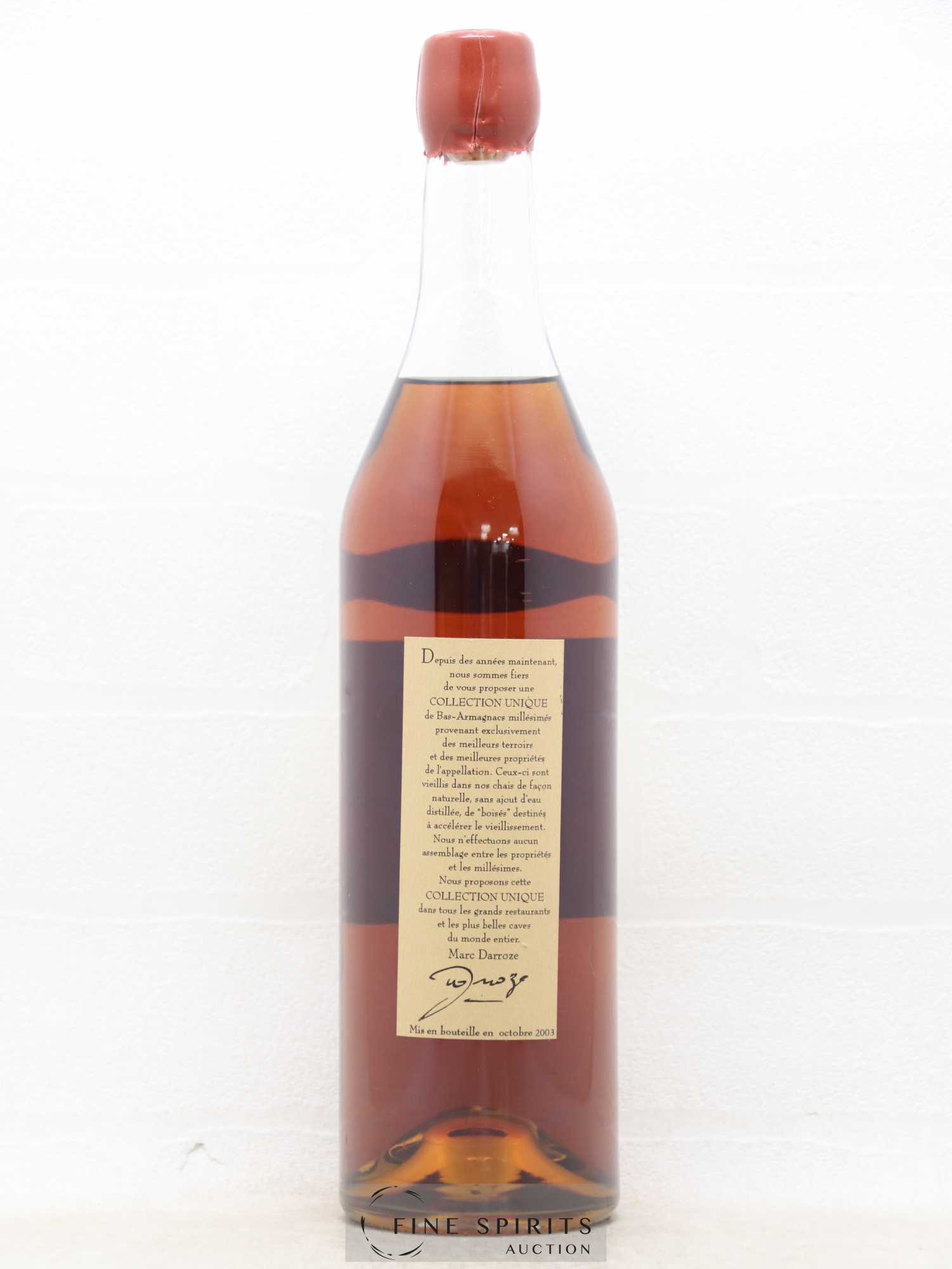Francis Darroze 1986 Of. Domaine de Coquillon bottled 2003 Collection Unique Bas-Armagnac - Lot de 1 bouteille - 1