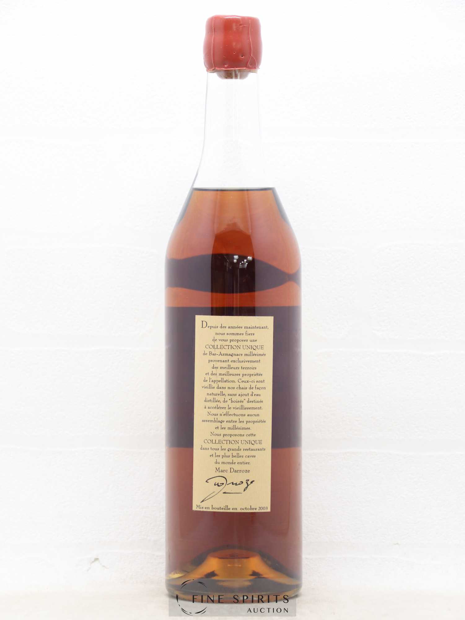 Francis Darroze 1965 Of. Domaine de Peyrot bottled 2003 Collection Unique Bas-Armagnac - Lot de 1 bouteille - 1