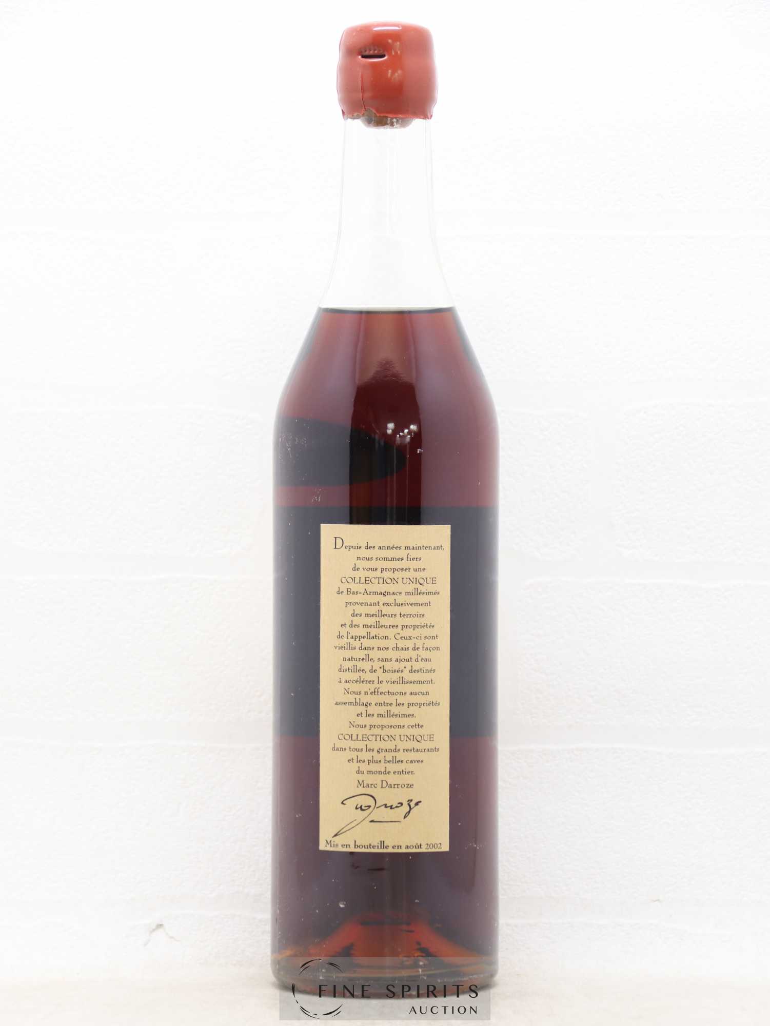 Francis Darroze 1967 Of. Domaine Au Durre bottled 2002 Collection Unique Bas-Armagnac - Lot de 1 bouteille - 1