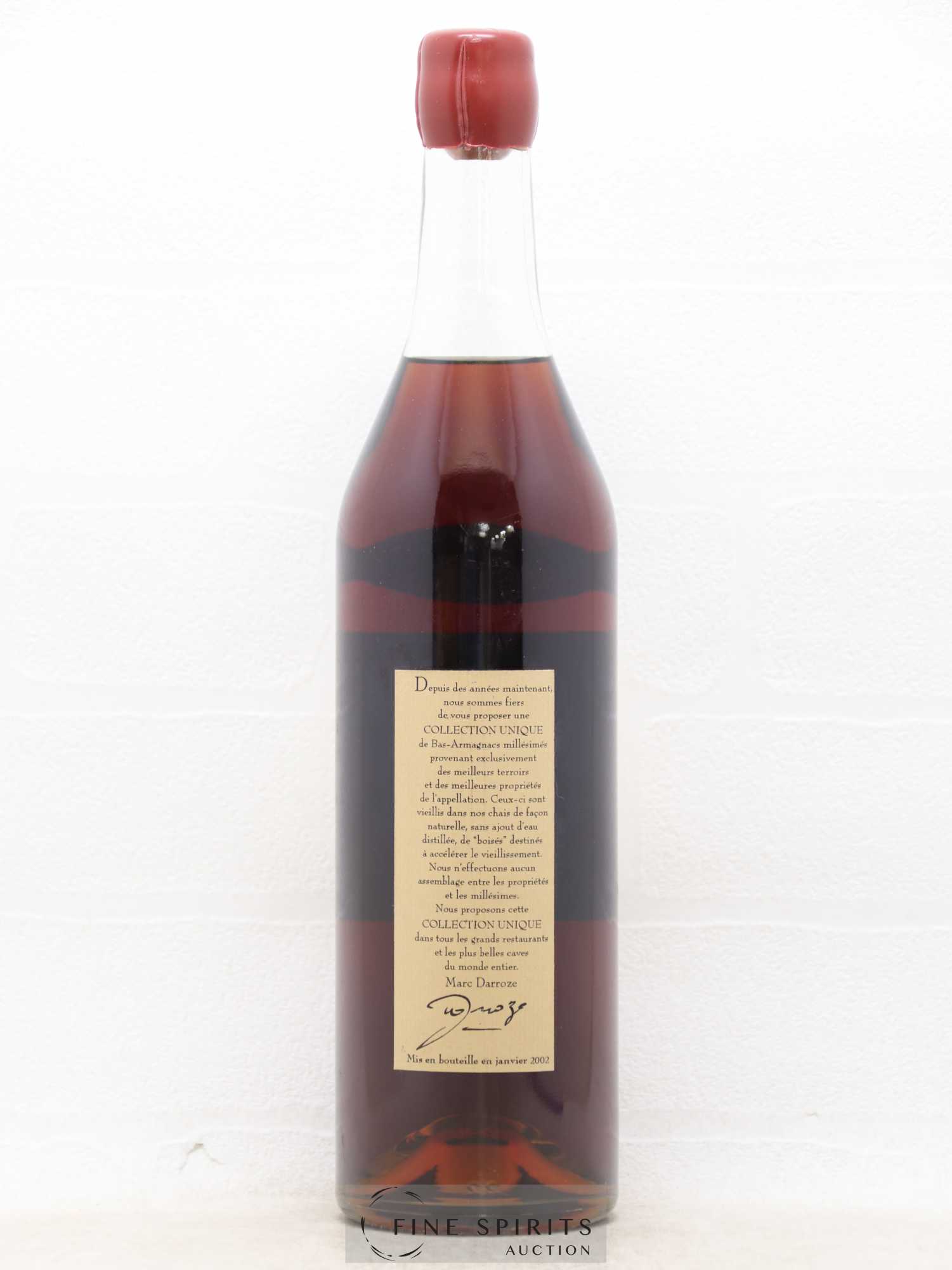 Francis Darroze 1977 Of. Domaine Au Durre bottled 2002 Collection Unique Bas-Armagnac - Lot de 1 bouteille - 1