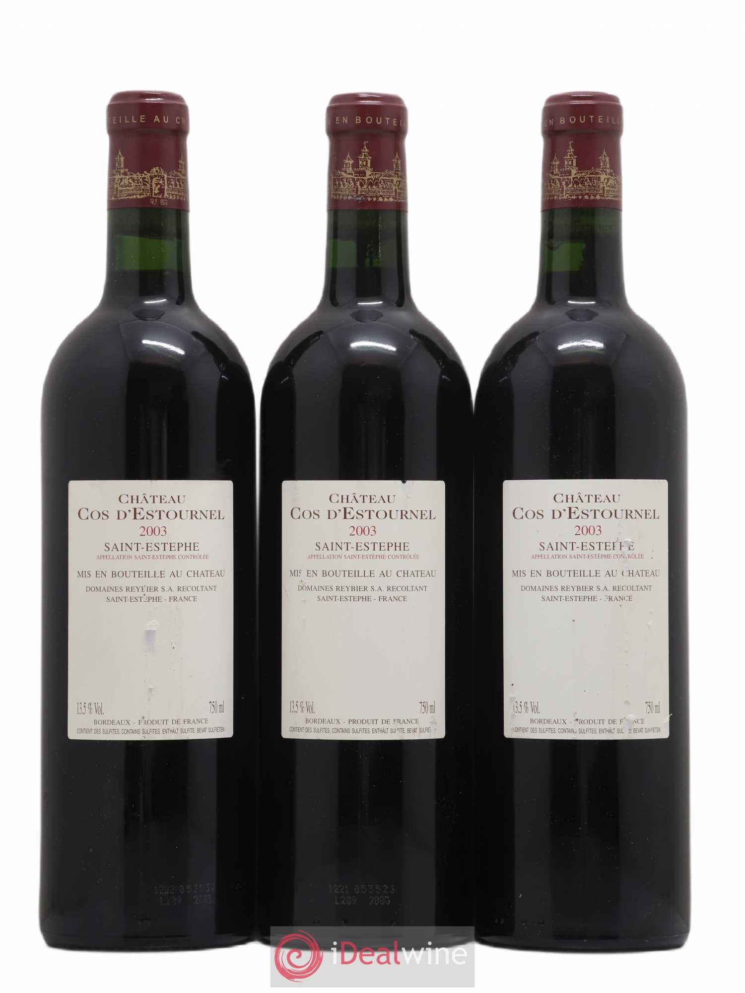 Cos d'Estournel 2ème Grand Cru Classé 2003 - Lot de 3 bouteilles - 1