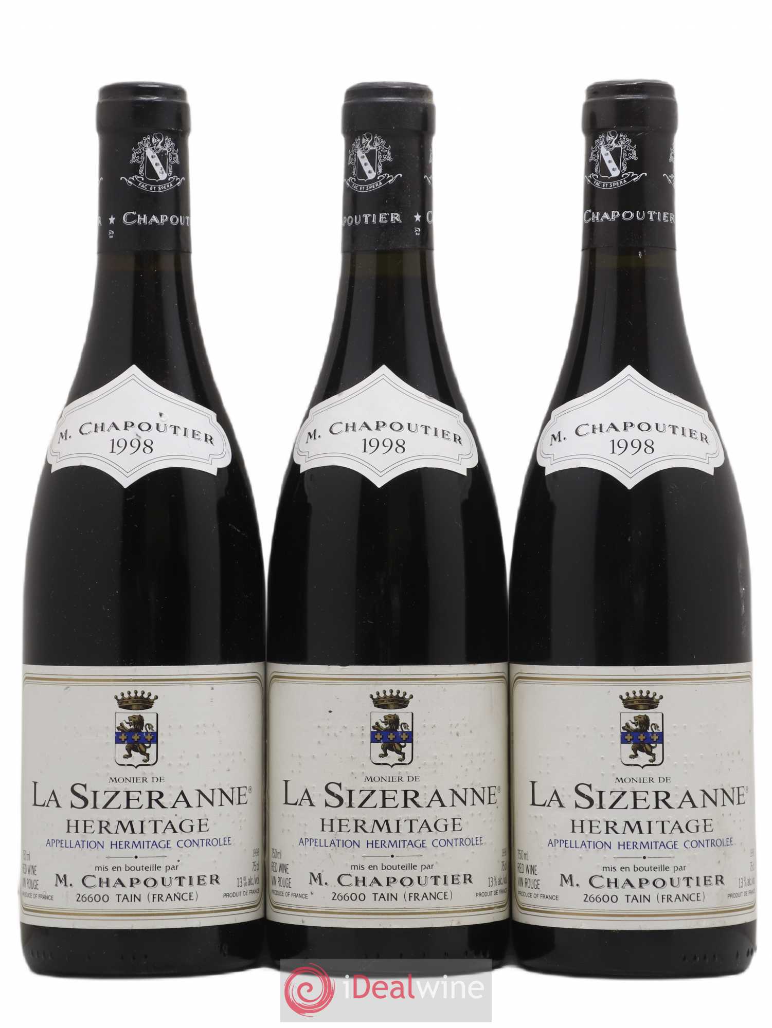 Hermitage Monier de La Sizeranne Chapoutier 1998 - Lot de 3 bouteilles - 0