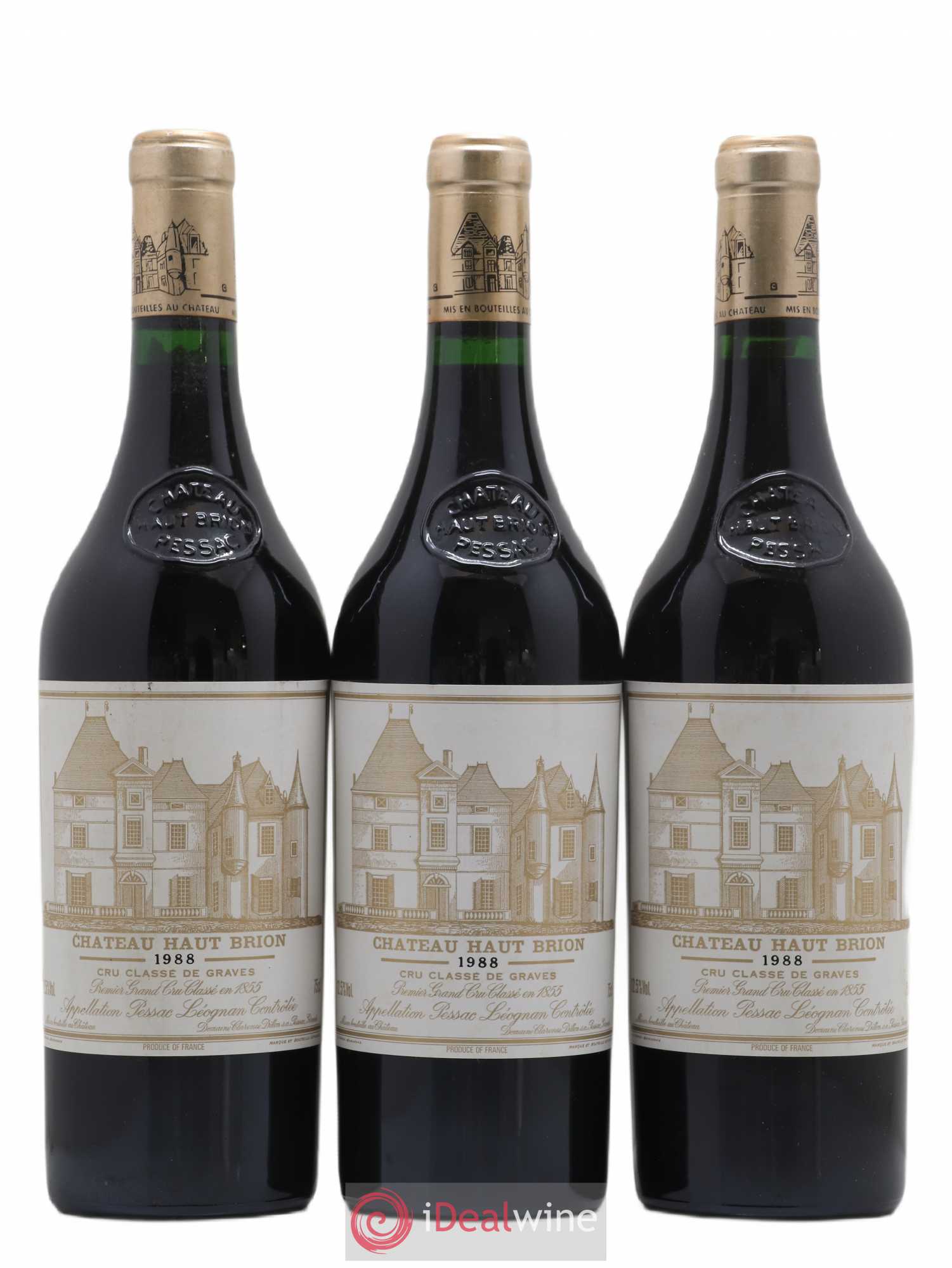Château Haut Brion 1er Grand Cru Classé 1988 - Lot de 3 bouteilles - 0