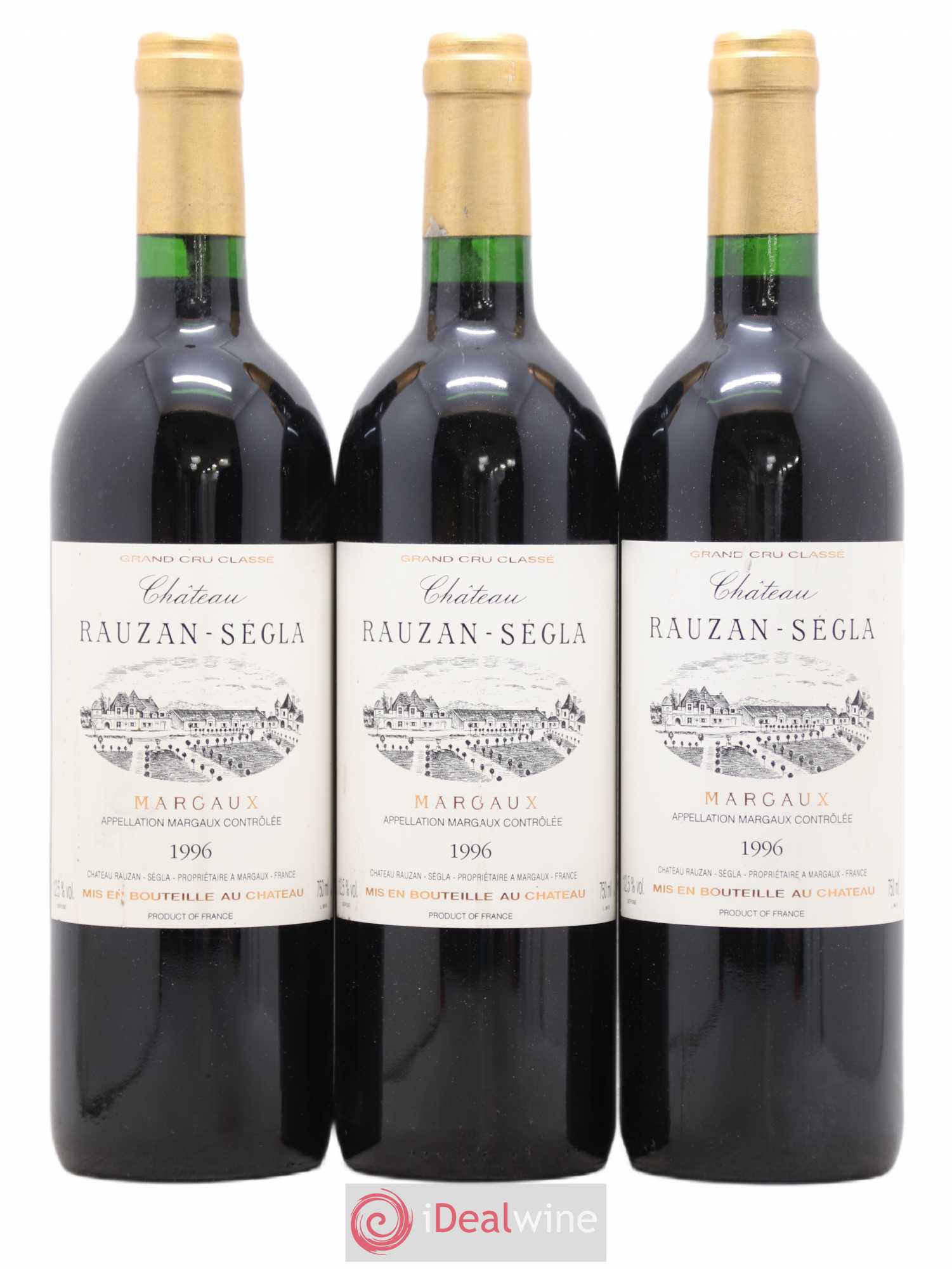 Château Rauzan Ségla Grand Cru Classé 1996 - Lot de 3 bouteilles - 0