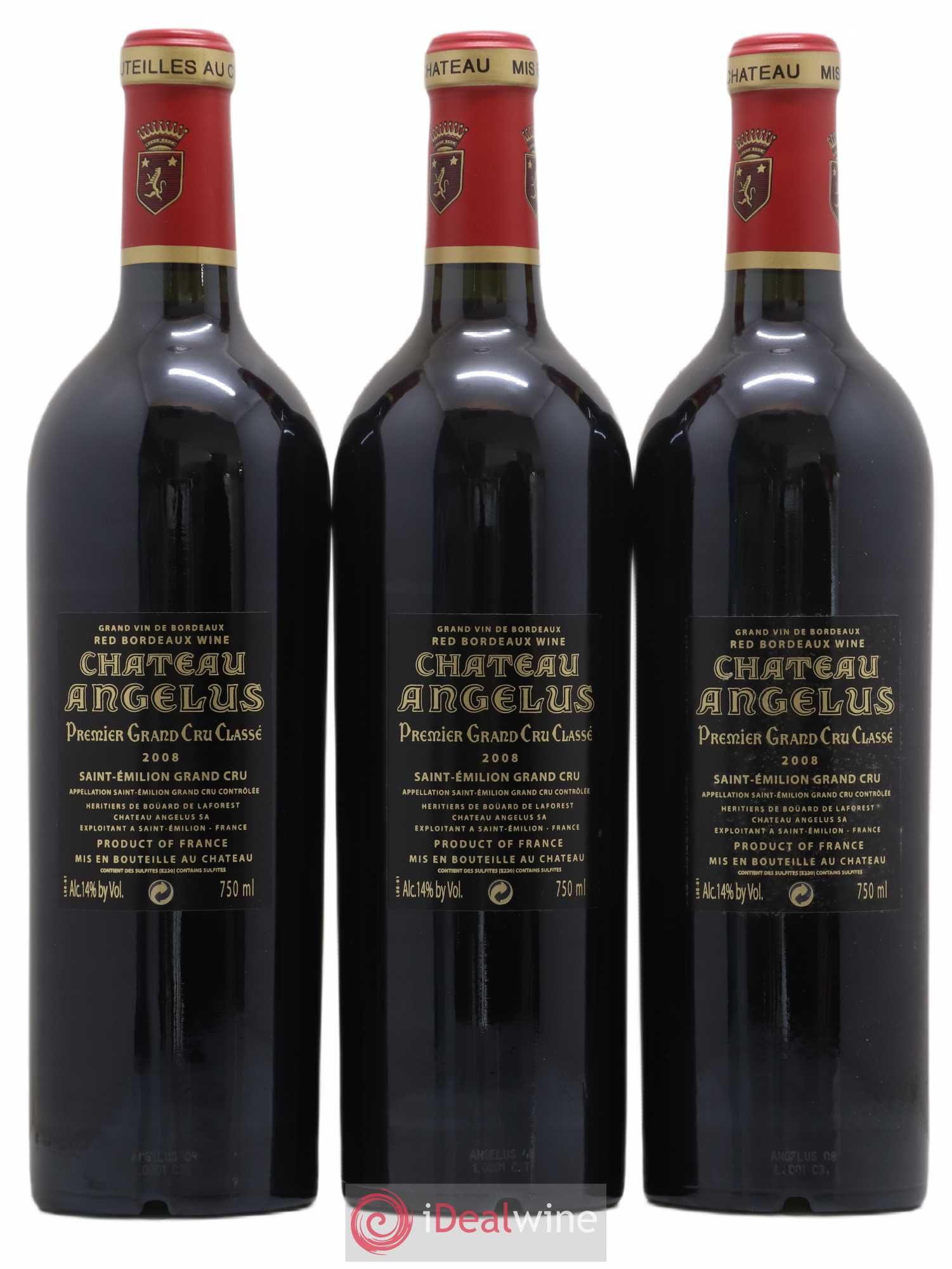 Château Angélus 1er Grand Cru Classé A 2008 - Lot de 3 bouteilles - 1