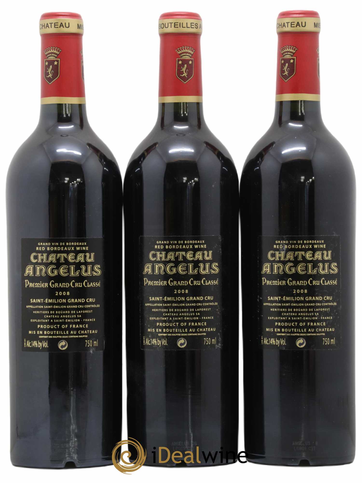 Château Angélus 1er Grand Cru Classé A 2008 - Lot de 3 bouteilles - 1