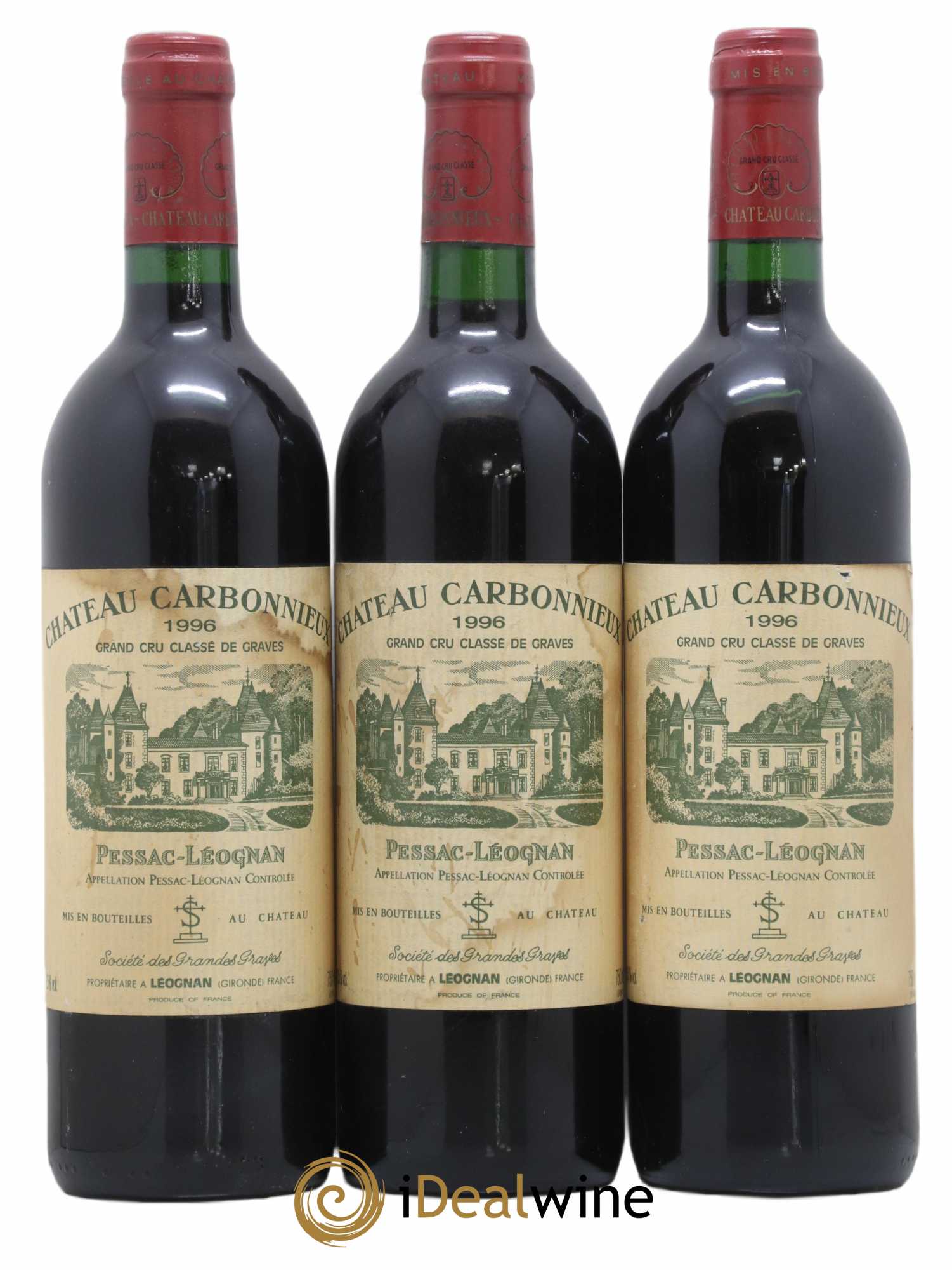 Château Carbonnieux Cru Classé de Graves 1996 - Lot de 3 bouteilles - 0