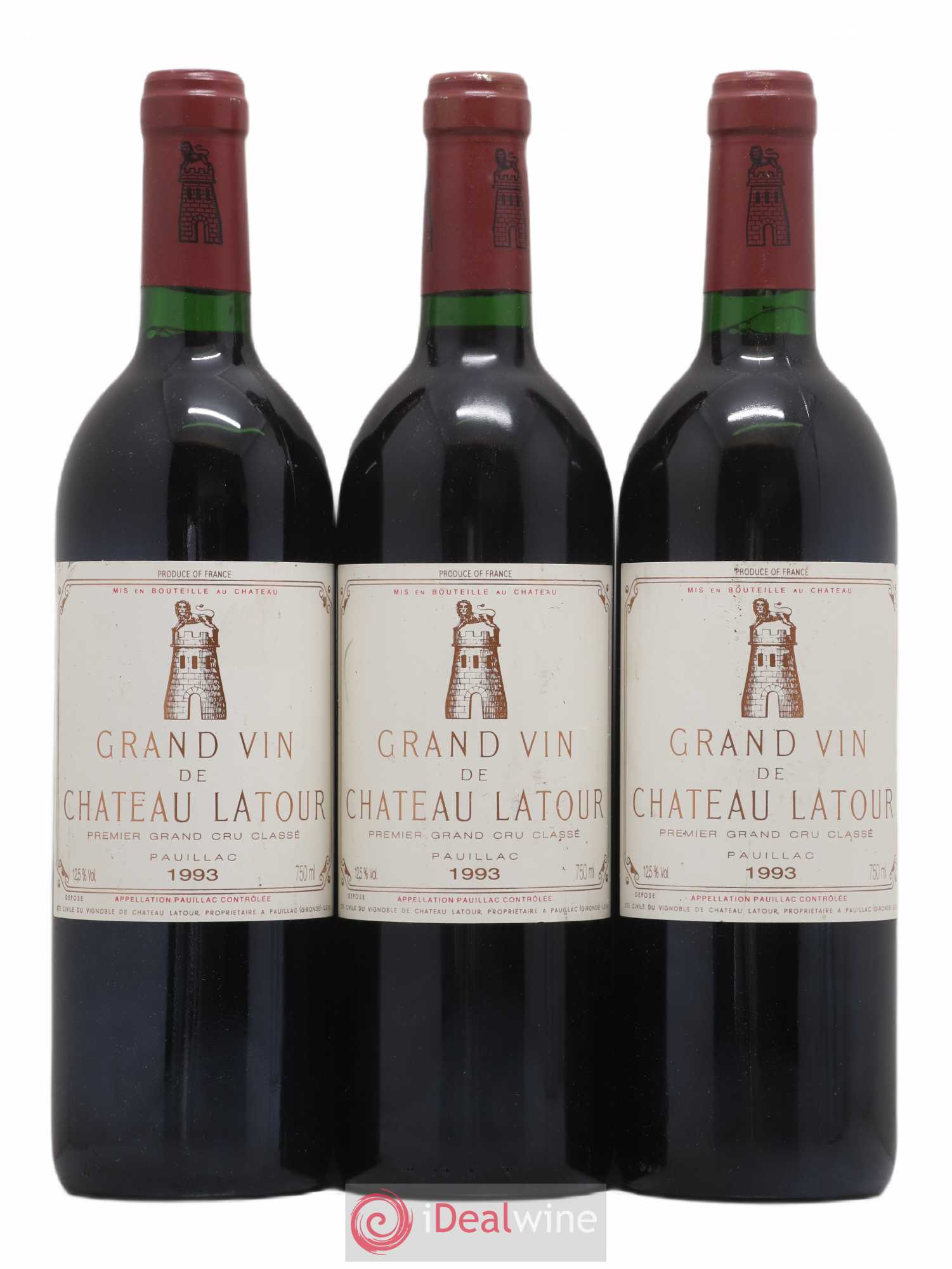 Château Latour 1er Grand Cru Classé 1993 - Lot de 3 bouteilles - 0