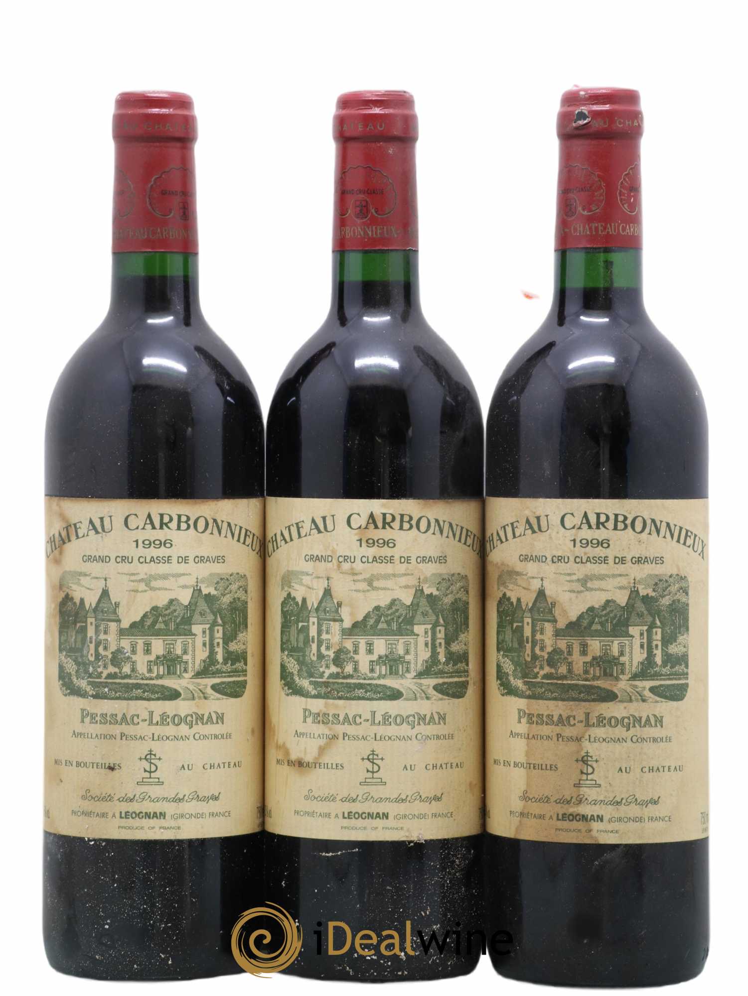 Château Carbonnieux Cru Classé de Graves 1996 - Lot de 3 bouteilles - 0