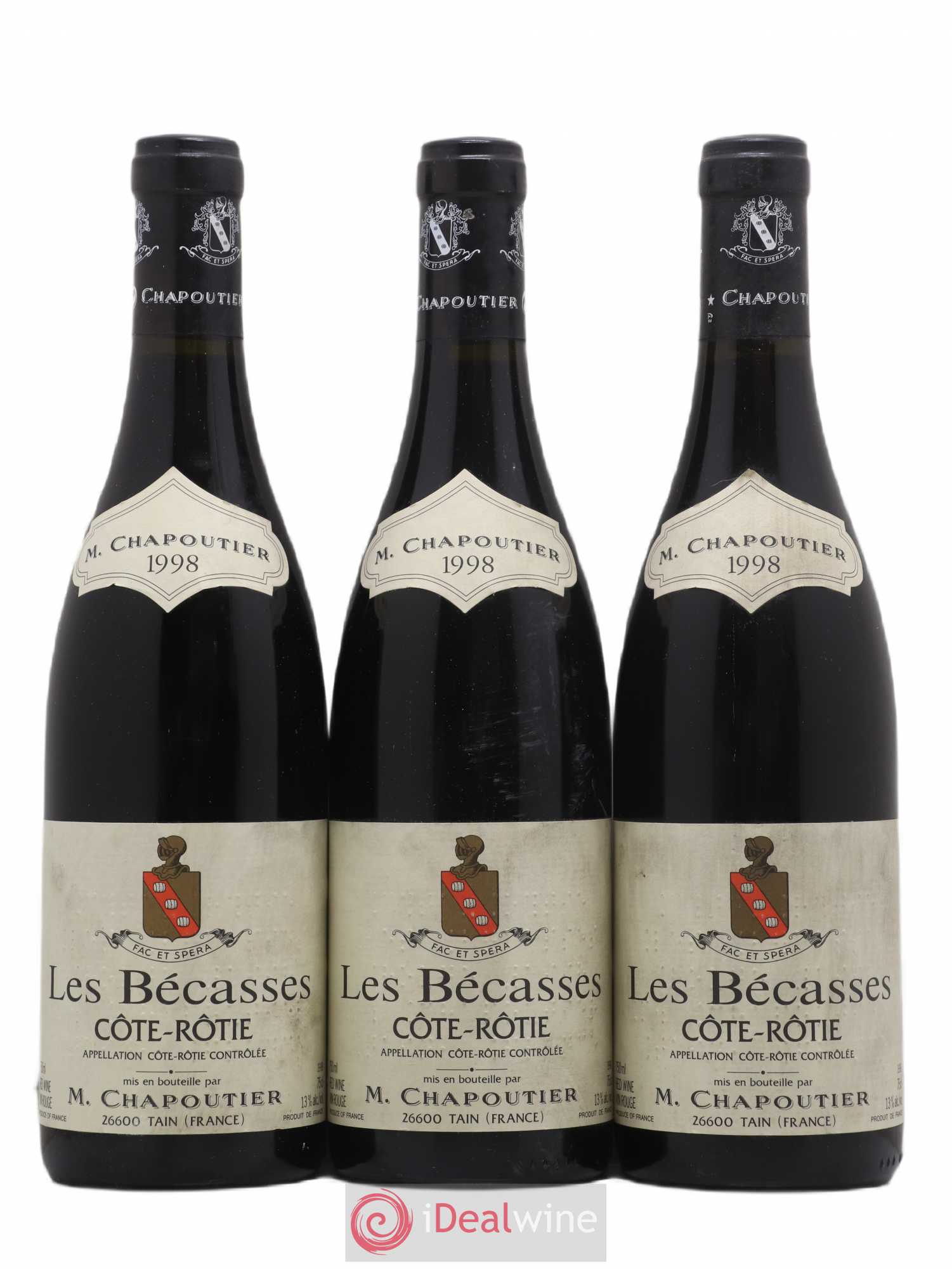 Côte-Rôtie Les Bécasses Chapoutier (sans prix de réserve) 1998 - Lot de 3 bouteilles - 0