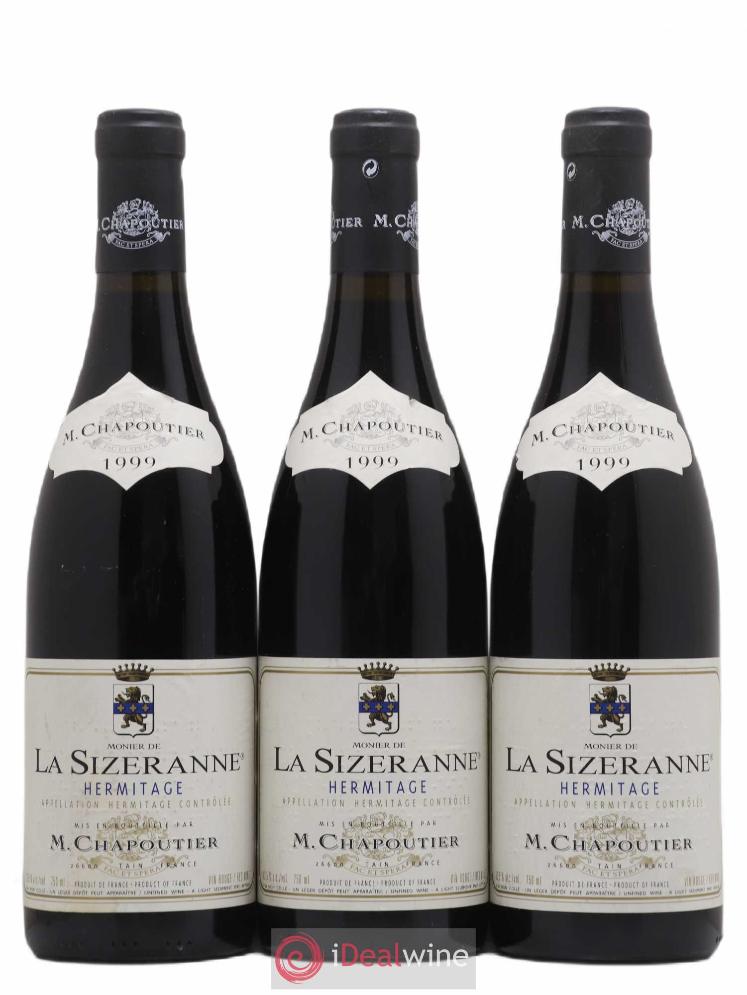 Hermitage Monier de La Sizeranne Chapoutier (sans prix de réserve) 1999 - Lot de 3 bouteilles - 0