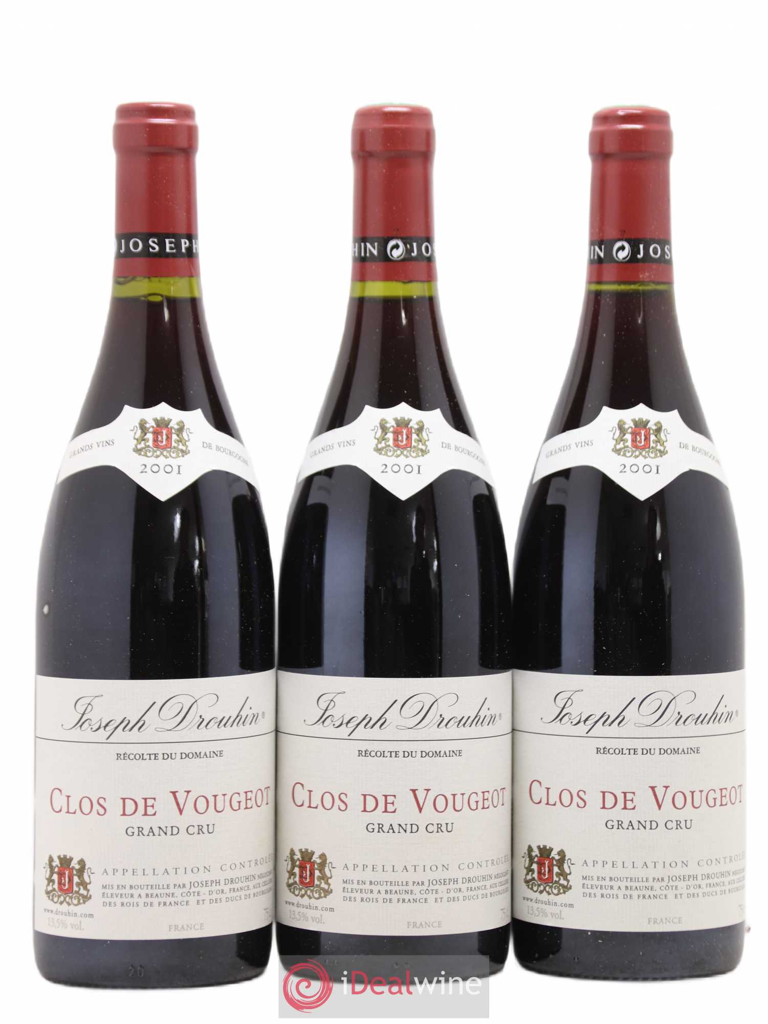 Clos de Vougeot Grand Cru Joseph Drouhin 2001 - Lot de 3 bouteilles - 0