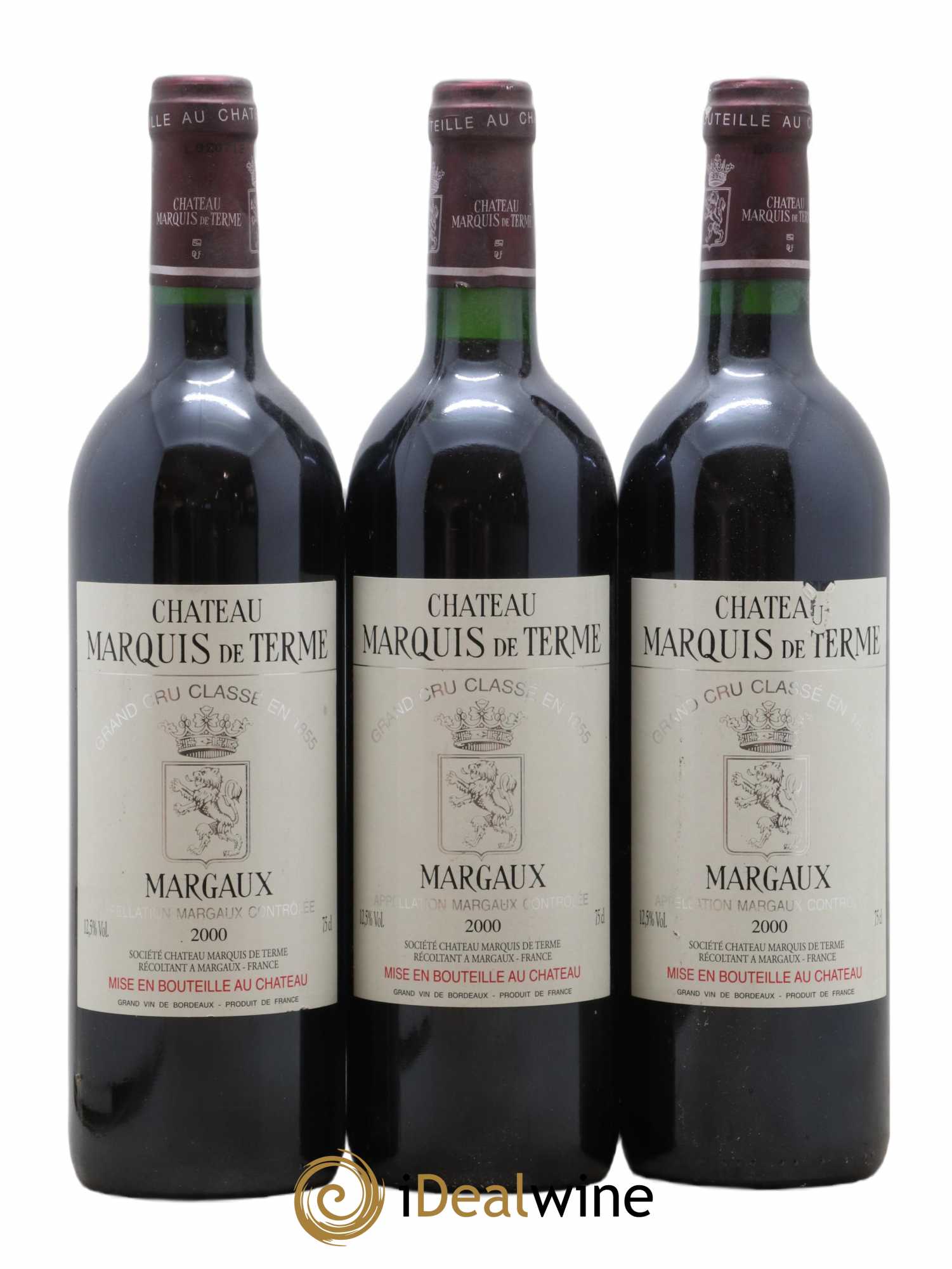 Château Marquis de Terme 4ème Grand Cru Classé 2000 - Lot de 3 bouteilles - 0