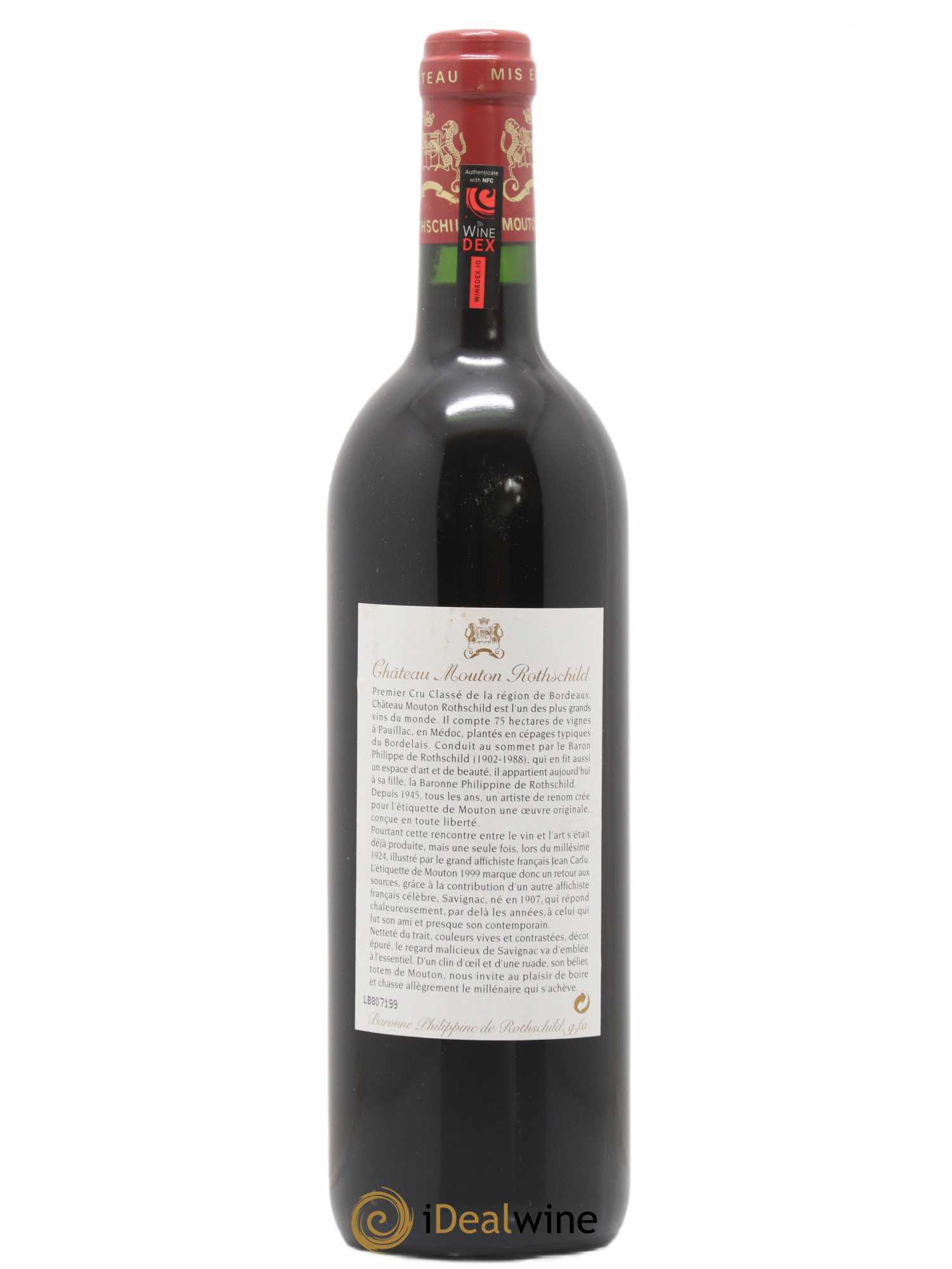 Château Mouton Rothschild 1er Grand Cru Classé 1999 - Lot de 1 bouteille - 1