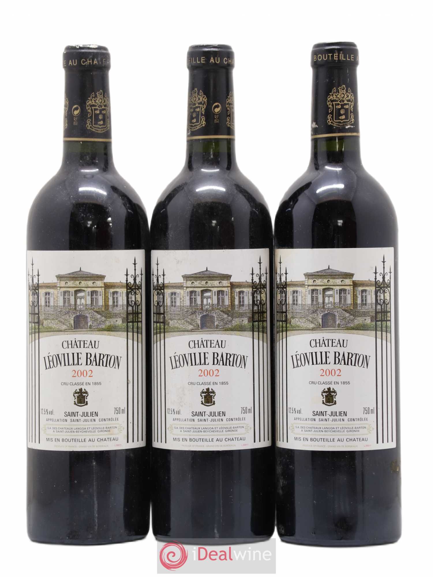Château Léoville Barton 2ème Grand Cru Classé 2002 - Lot de 3 bouteilles - 0