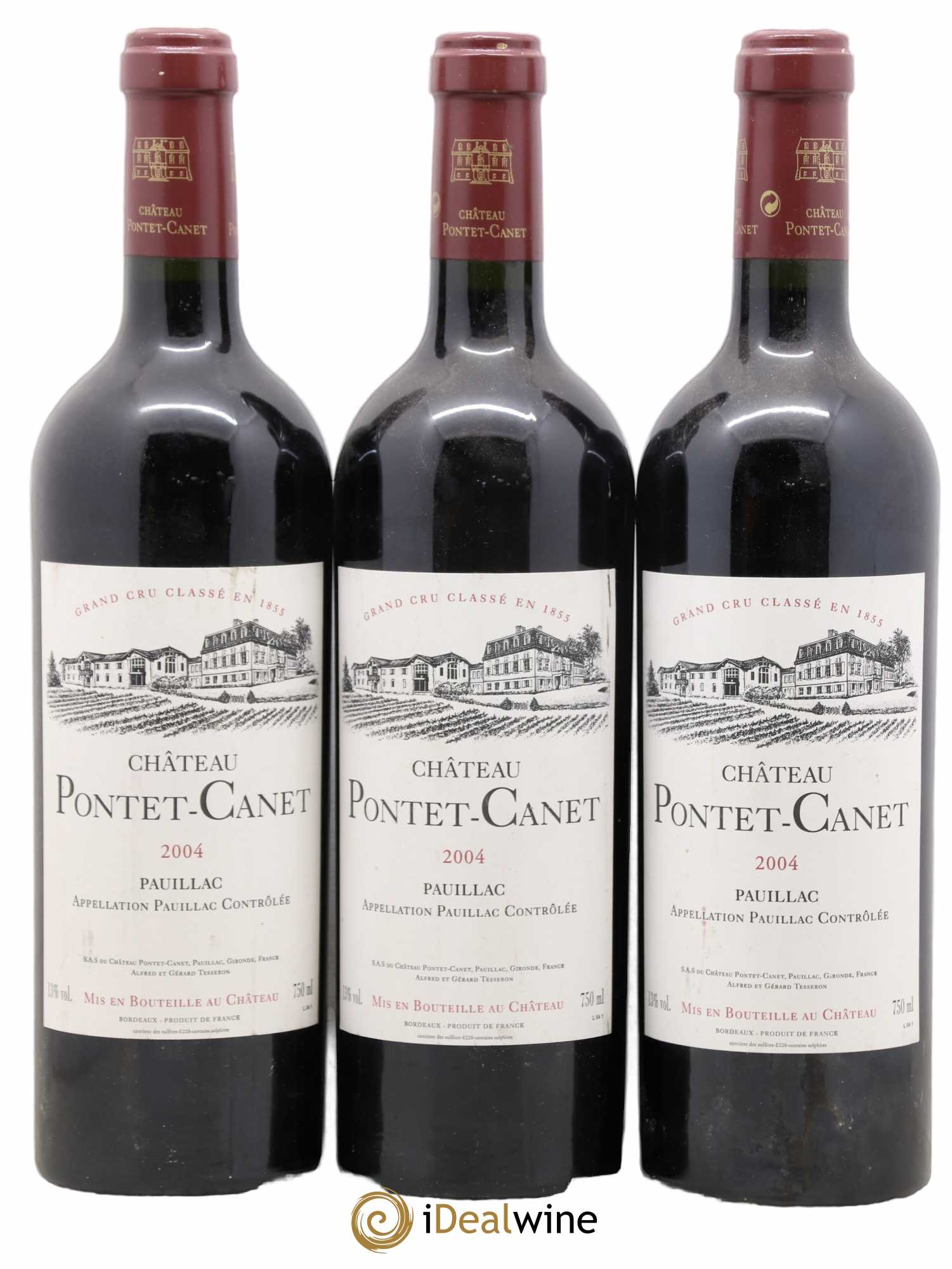 Château Pontet Canet 5ème Grand Cru Classé 2004 - Lot de 3 bouteilles - 0