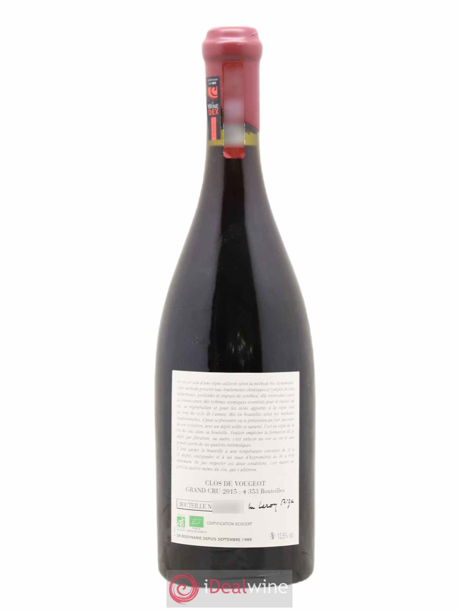 Clos de Vougeot Grand Cru Leroy (Domaine) 2015 - Posten von 1 Flasche - 1