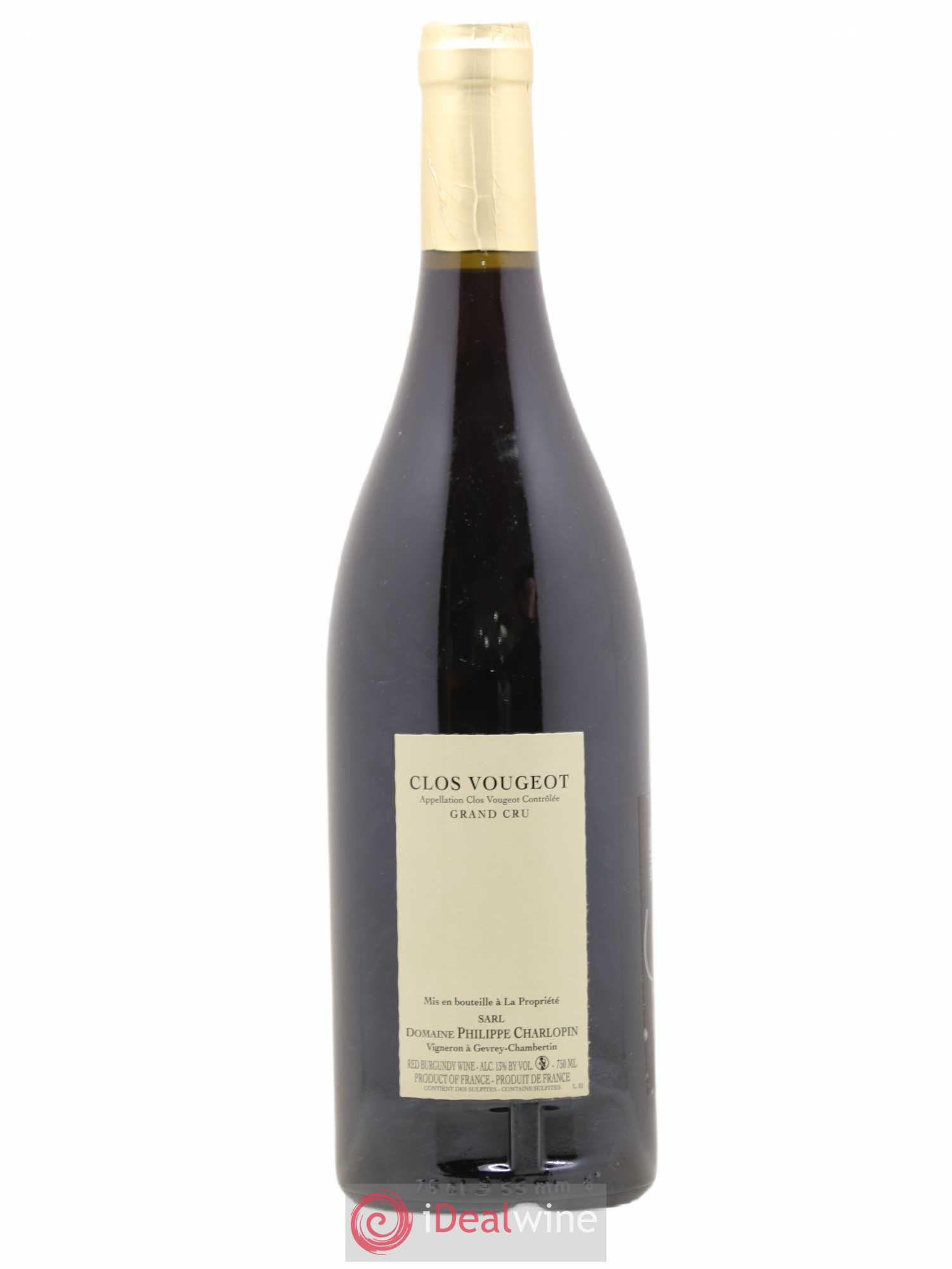 Clos de Vougeot Grand Cru Phillippe Charlopin 2015 - Lot de 1 bouteille - 1