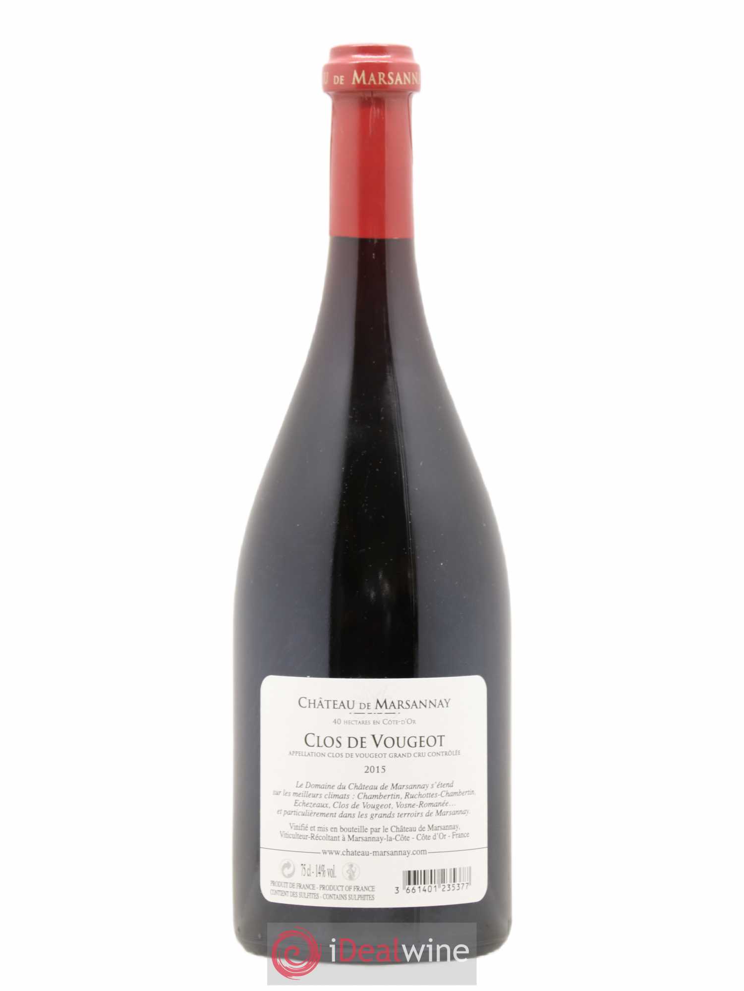 Clos de Vougeot Grand Cru Château Marsannay 2015 - Lot de 1 bouteille - 1