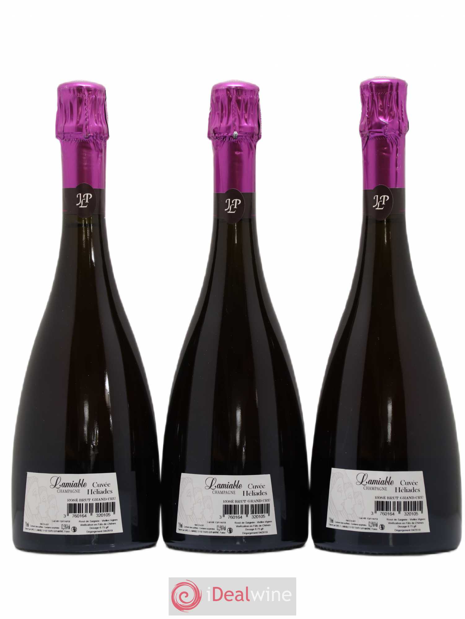 Champagne - Héliades Grand Cru Vieilles vignes Rosé de Saignée O. Lamiable - Lot de 3 bouteilles - 1