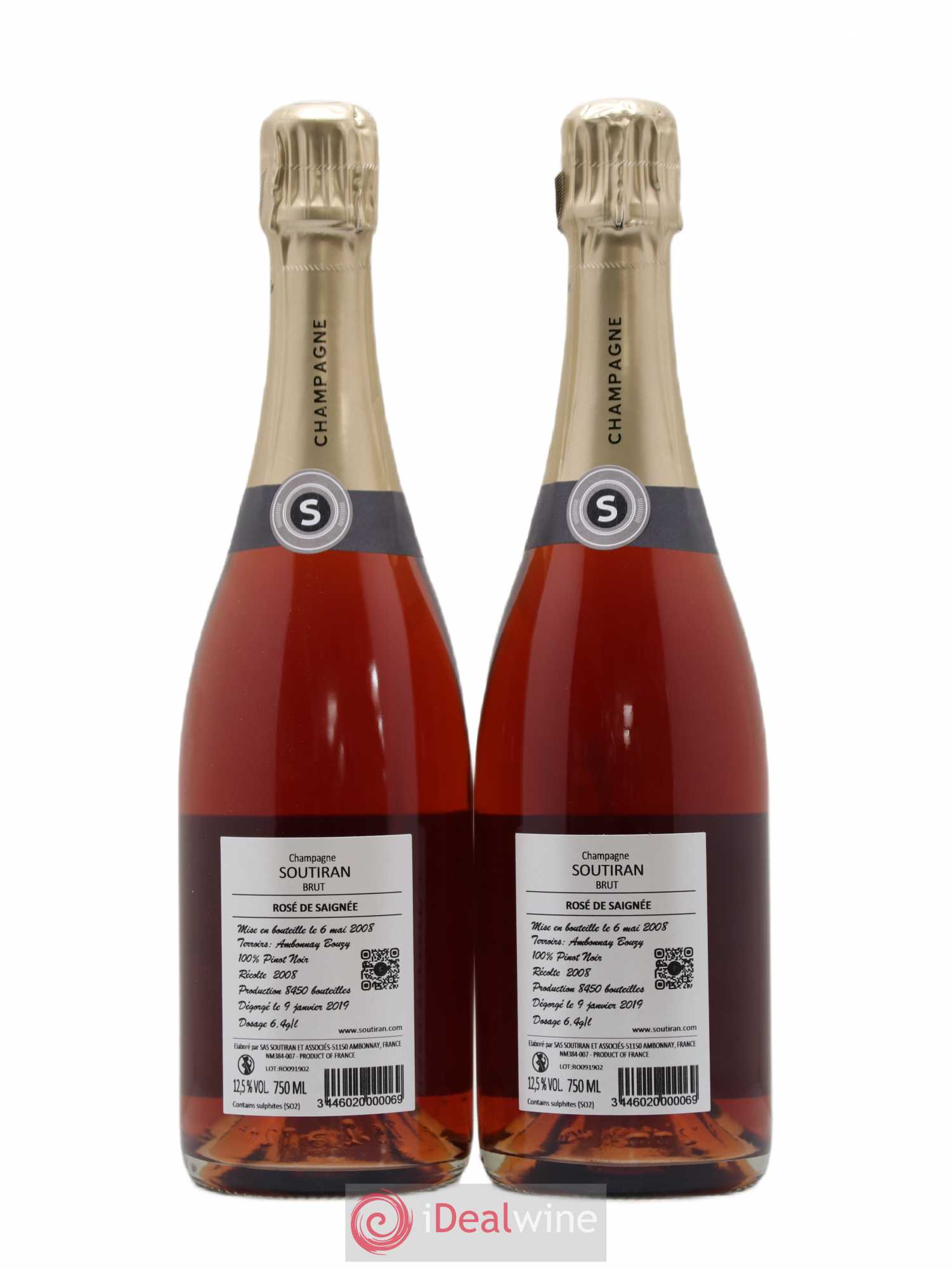 Champagne - Rosé de Saignée Soutiran - Posten von 2 Flaschen - 1