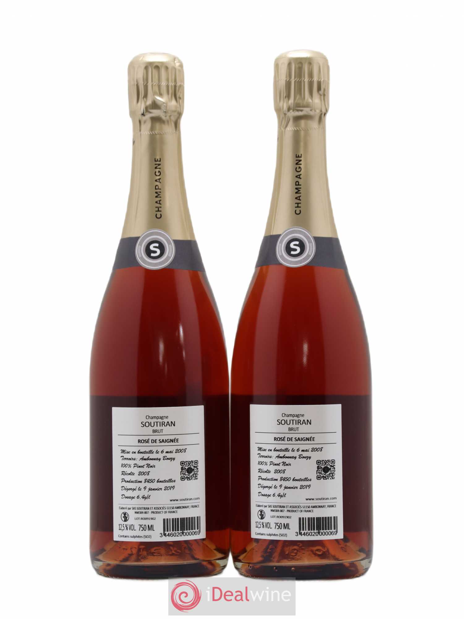 Champagne - Rosé de Saignée Soutiran - Posten von 2 Flaschen - 1