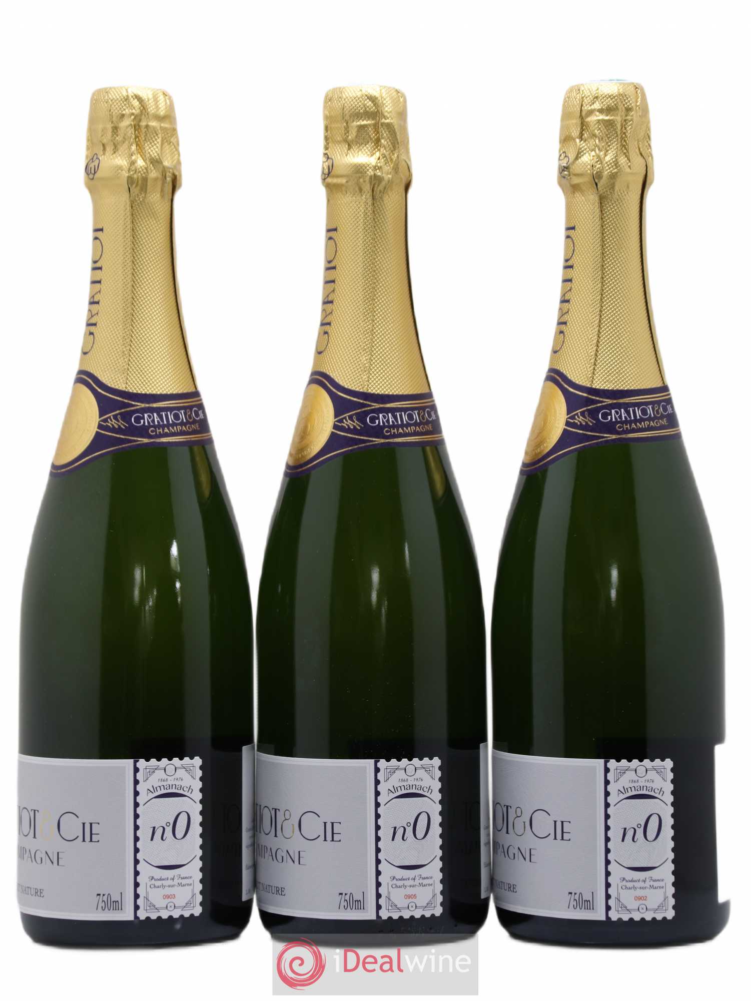 Champagne Almanach N0 Nature Gratiot & Cie - Posten von 3 Flaschen - 1