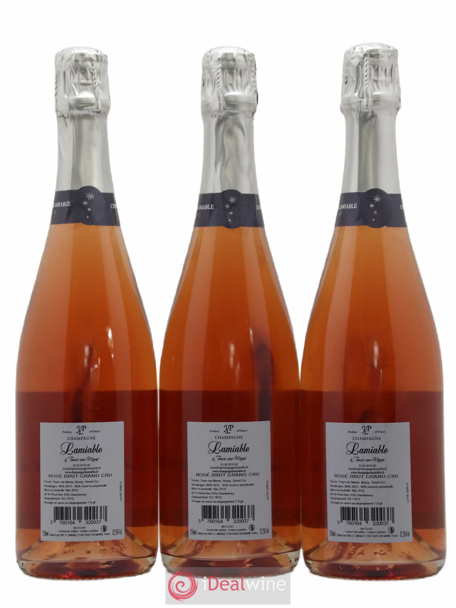Champagne - Grand Cru O. Lamiable - Lot de 3 bouteilles - 1