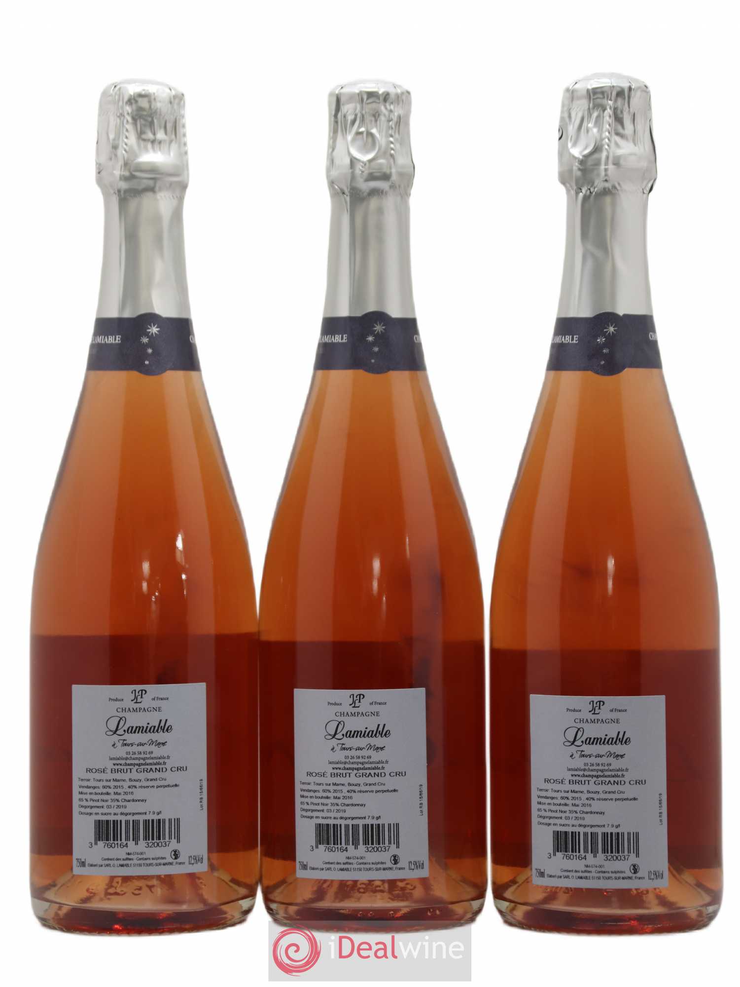 Champagne - Grand Cru O. Lamiable - Lot of 3 bottles - 1