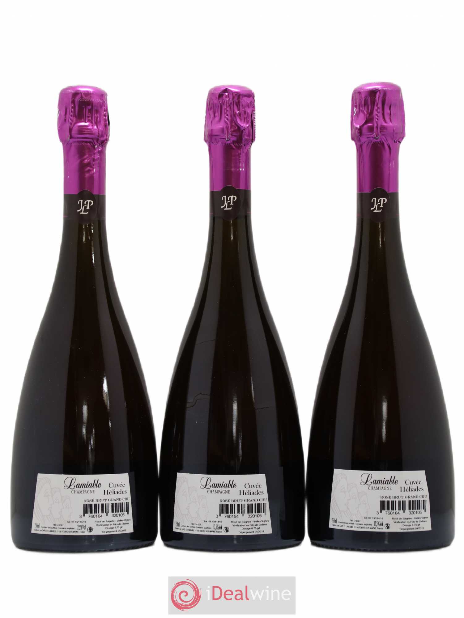 Champagne - Héliades Grand Cru Vieilles vignes Rosé de Saignée O. Lamiable - Posten von 3 Flaschen - 1