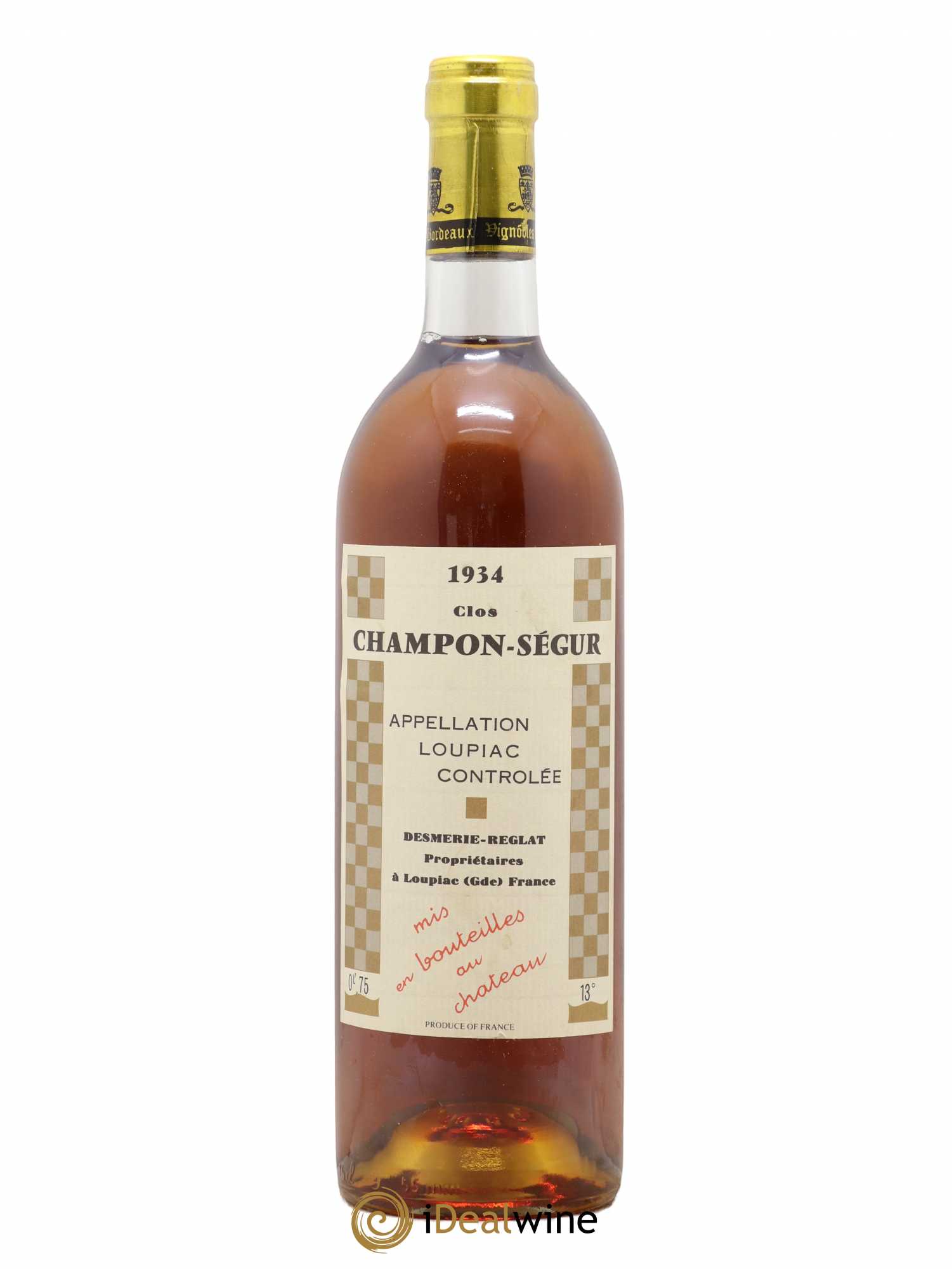 Loupiac Clos Champon Ségur 1934 - Posten von 1 Flasche - 0