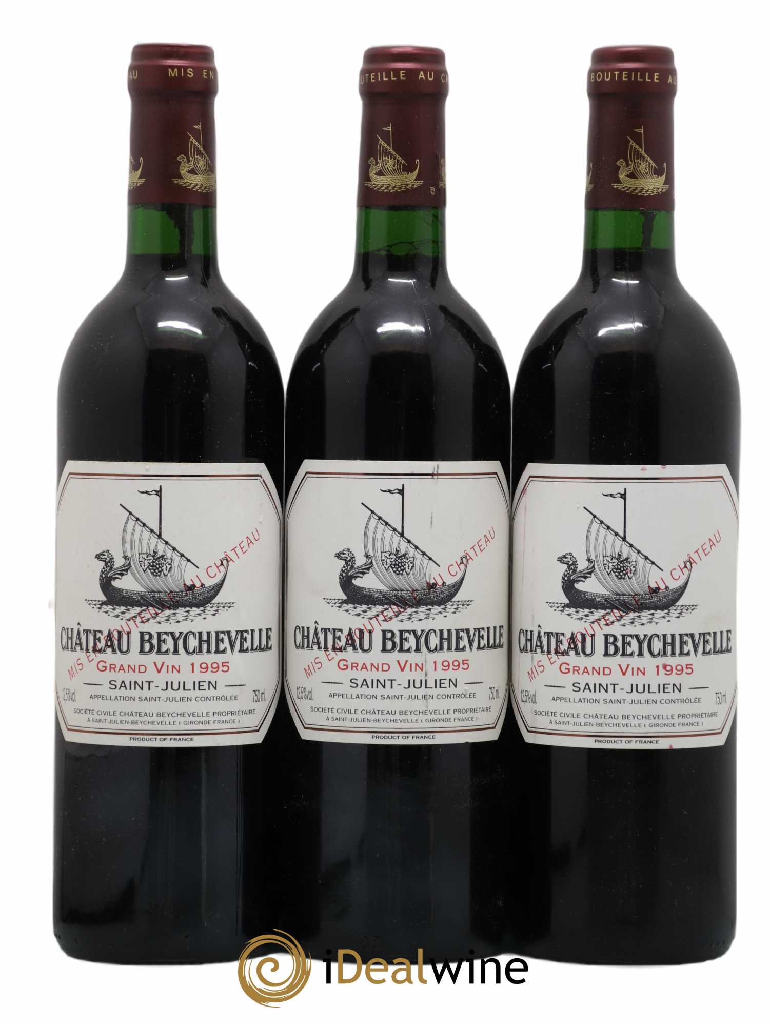 Château Beychevelle 4ème Grand Cru Classé 1995 - Lot de 3 bouteilles - 0