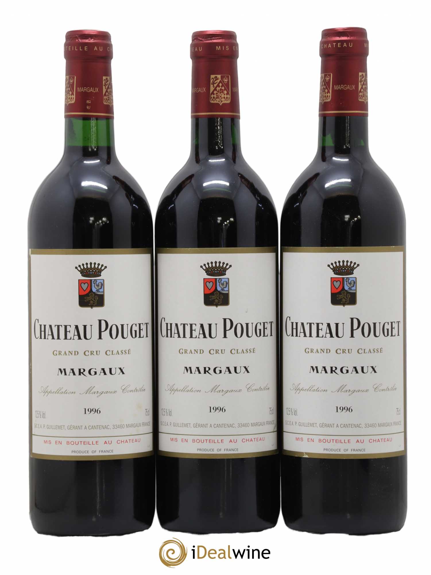 Château Pouget 4ème Grand Cru Classé 1996 - Lot de 3 bouteilles - 0