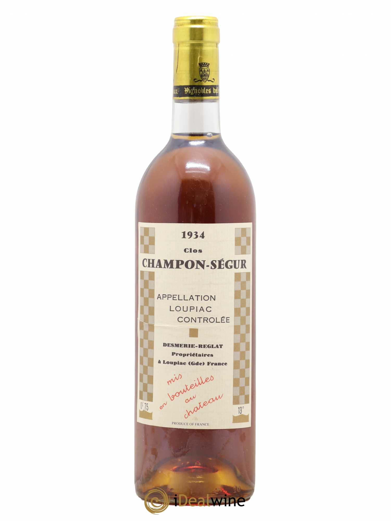 Loupiac Clos Champon Ségur 1934 - Posten von 1 Flasche - 0