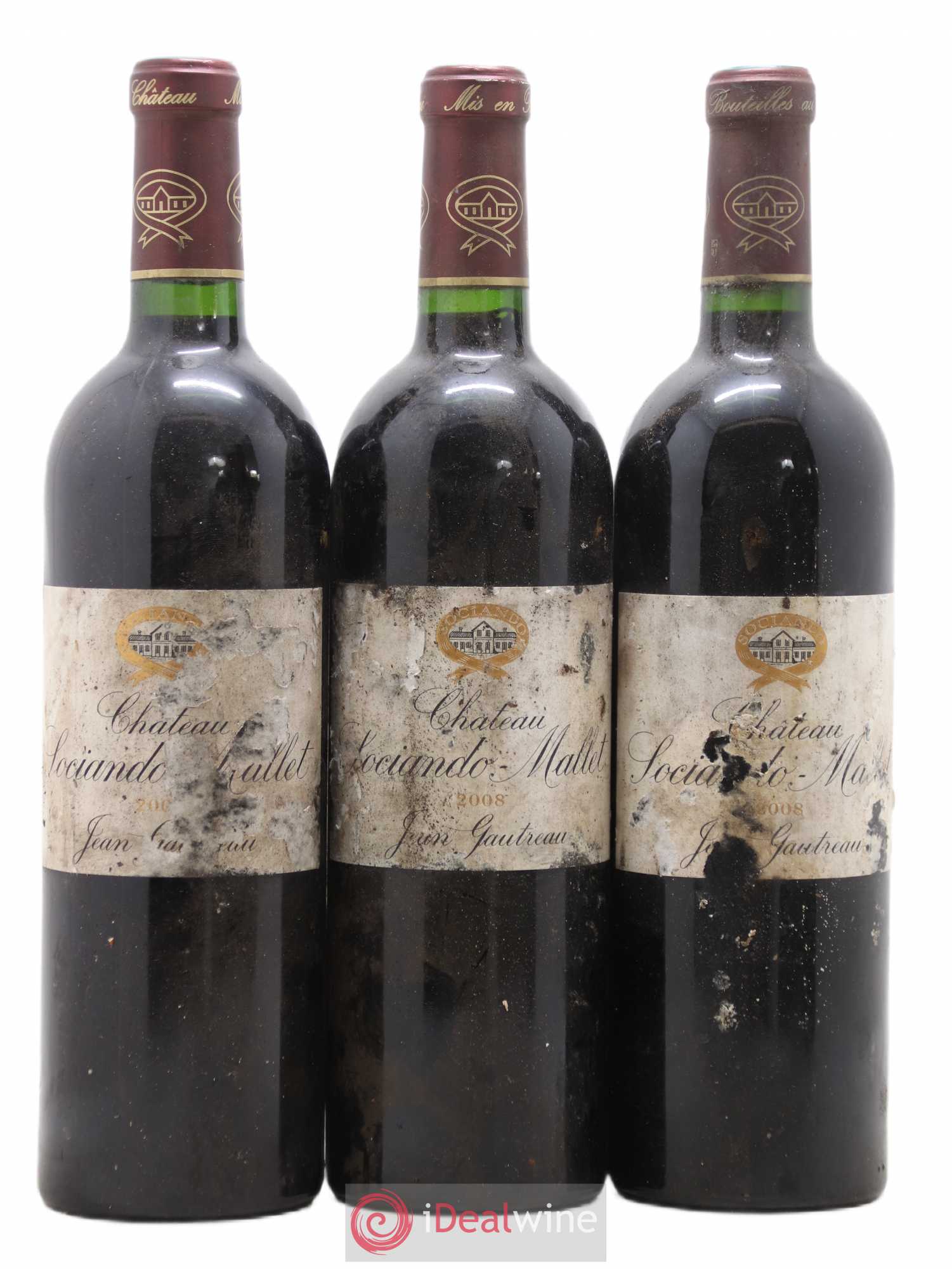 Château Sociando Mallet 2008 - Lot de 3 bouteilles - 0