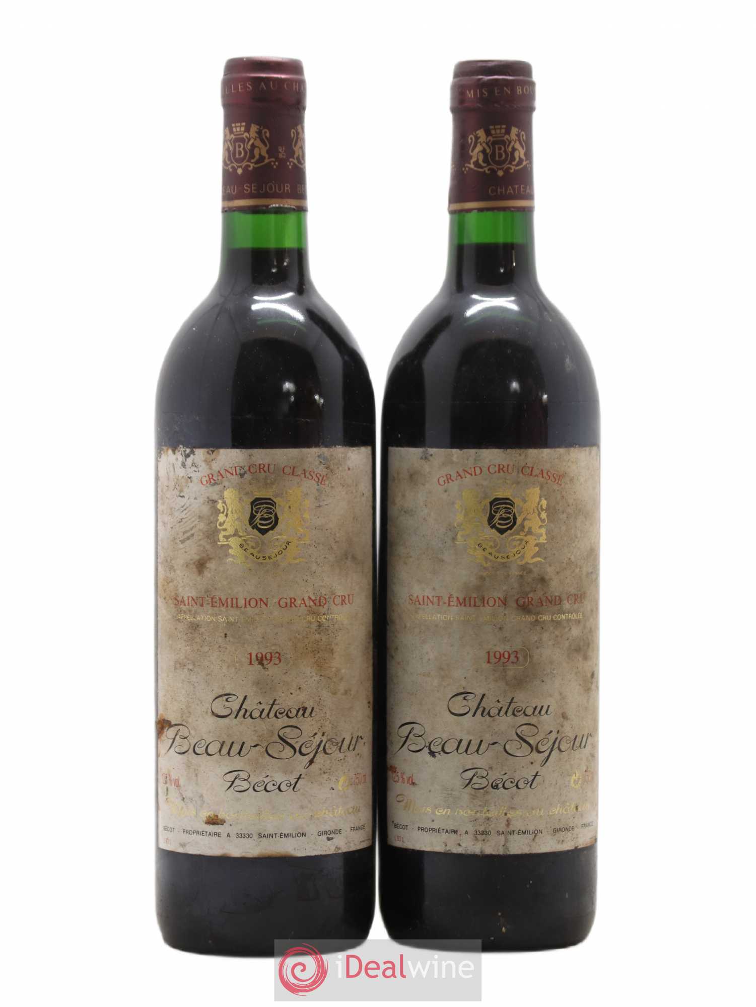 Château Beau-Séjour Bécot 1er Grand Cru Classé B 1993 - Lot de 2 bouteilles - 0