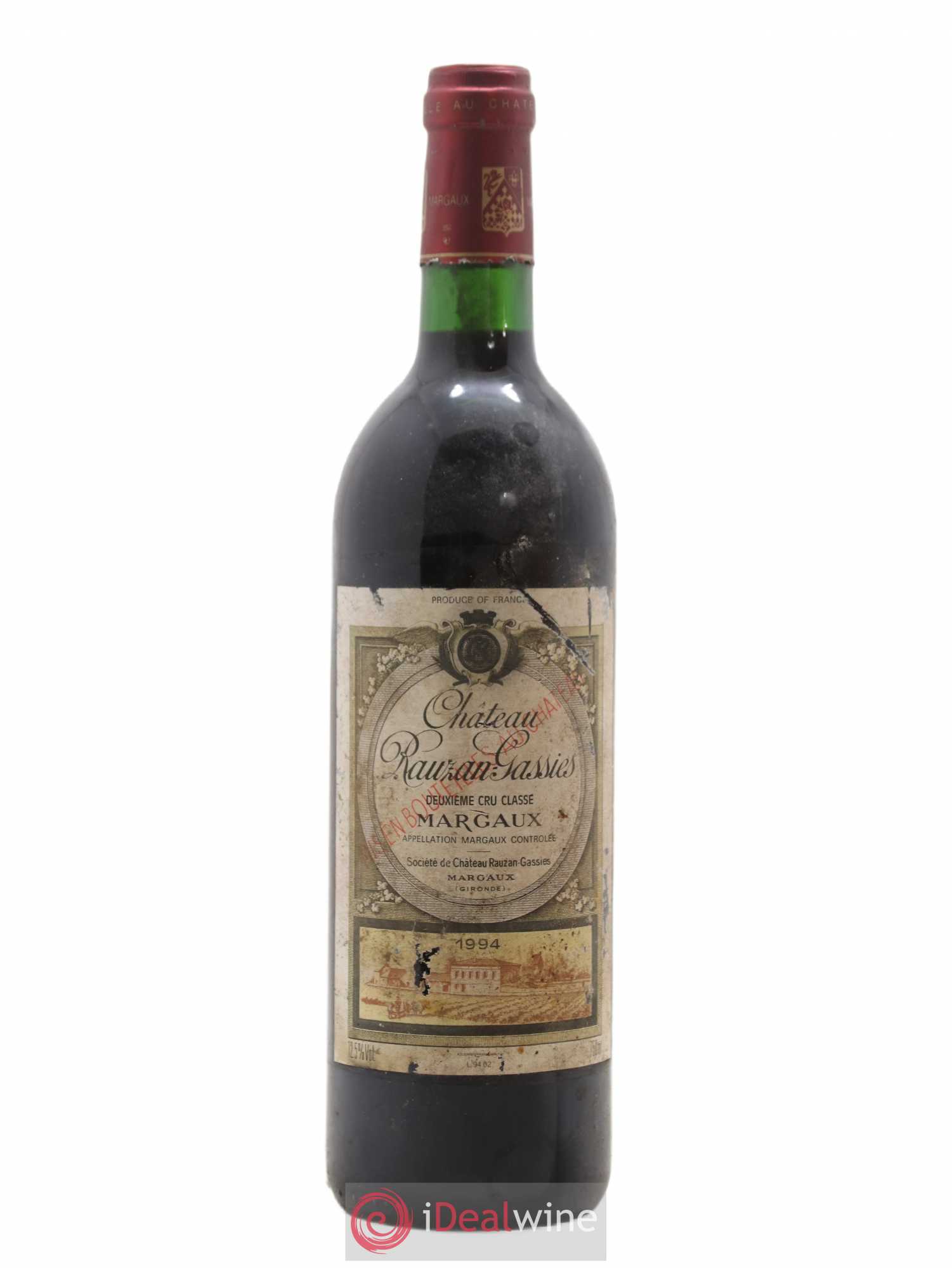 Château Rauzan-Gassies 2ème Grand Cru Classé 1994 - Lot de 1 bouteille - 0