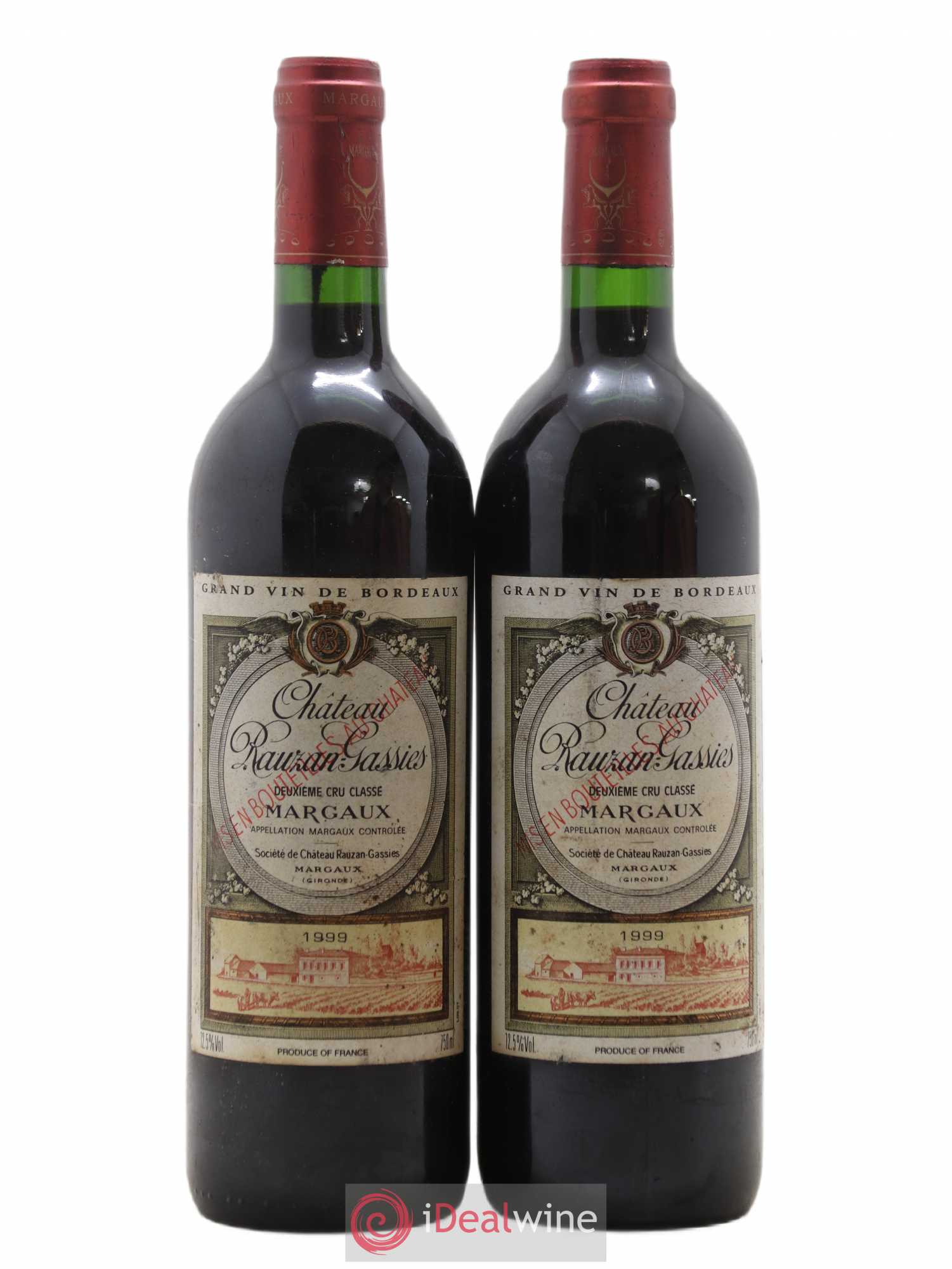Château Rauzan-Gassies 2ème Grand Cru Classé 1999 - Lot de 2 bouteilles - 0