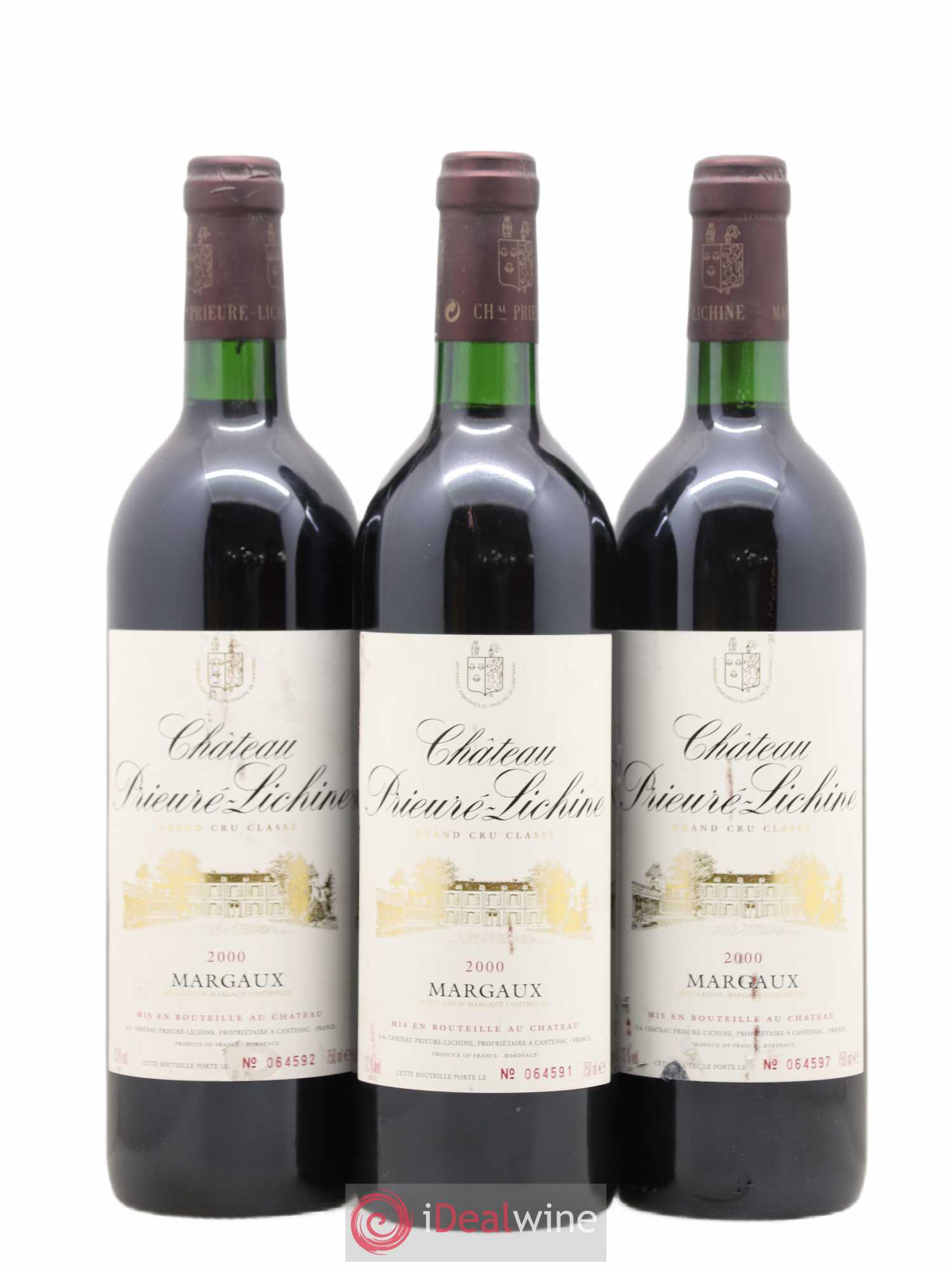 Château Prieuré Lichine 4ème Grand Cru Classé 2000 - Lot de 3 bouteilles - 0