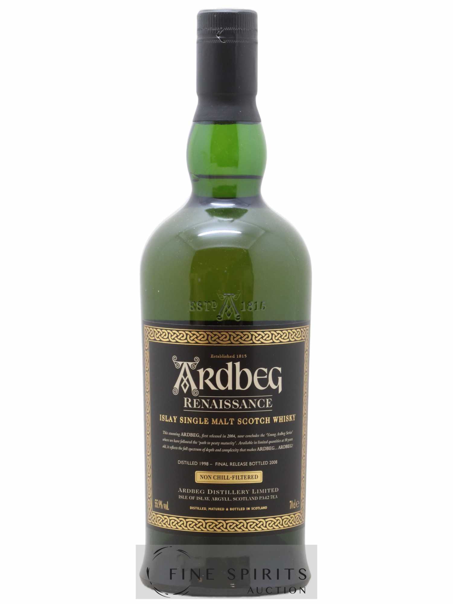 Ardbeg 10 years 1998 Of. Renaissance Non Chill-Filtered - bottled 2008 - Lot de 1 bouteille - 1