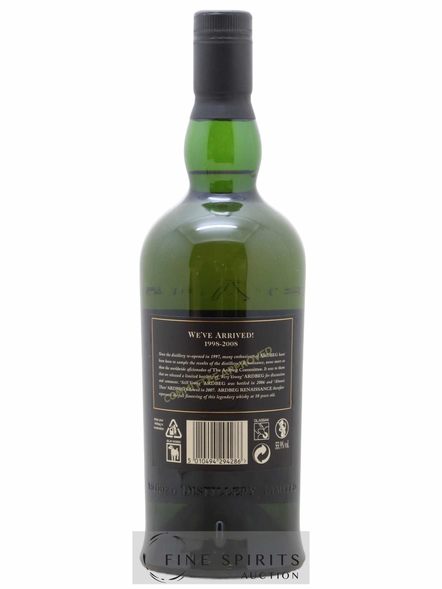 Ardbeg 10 years 1998 Of. Renaissance Non Chill-Filtered - bottled 2008 - Lot de 1 bouteille - 2