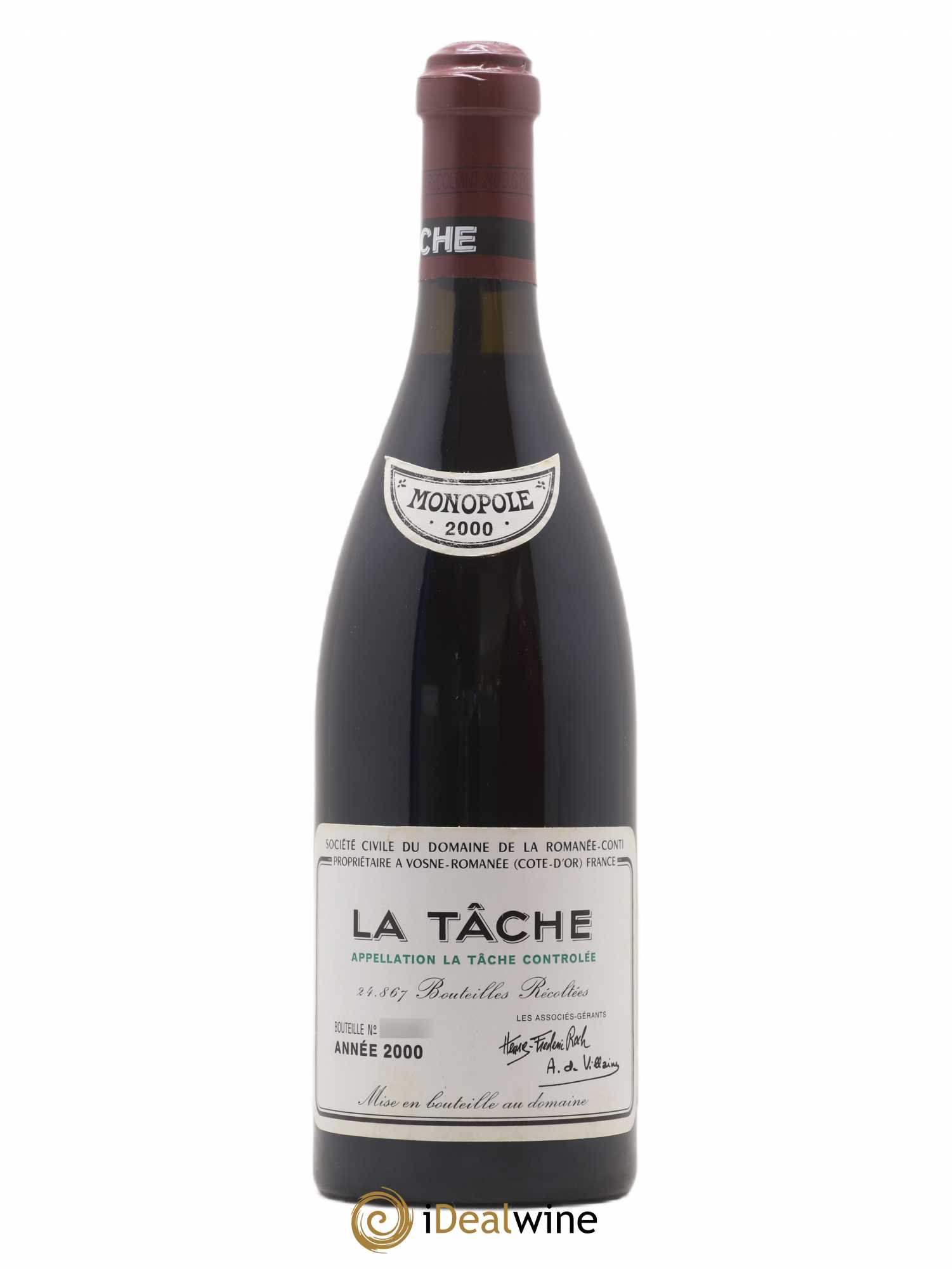 La Tâche Grand Cru Domaine de la Romanée-Conti 2000 - Lot de 1 bouteille - 0